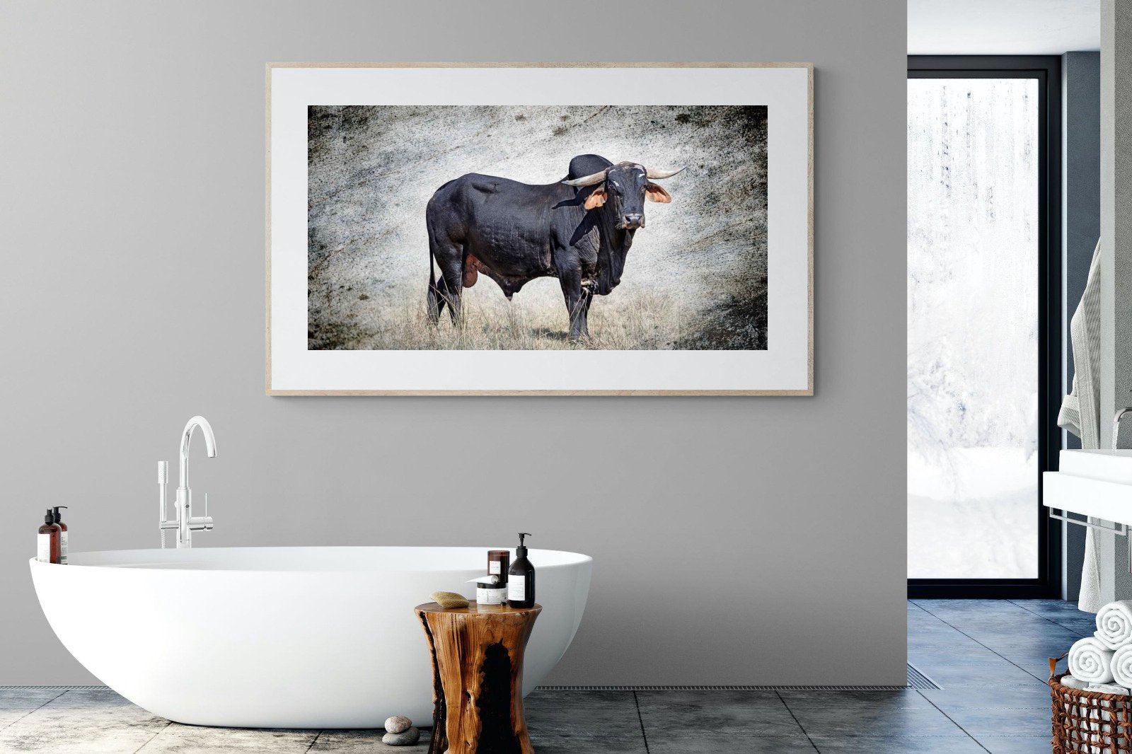 Black Bull-Wall_Art-180 x 110cm-Framed Print-Wood-Pixalot