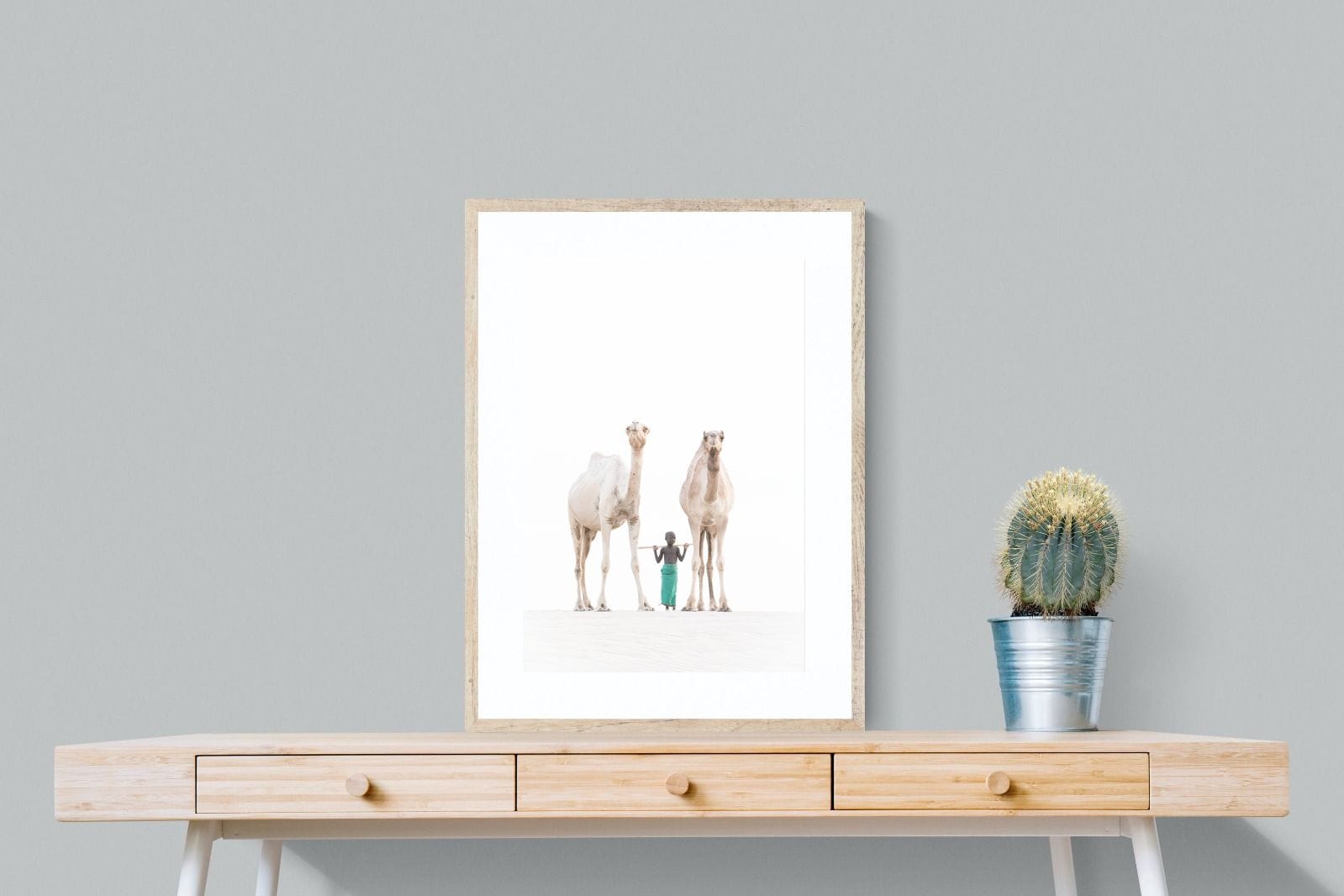 Camel Kid-Wall_Art-60 x 80cm-Framed Print-Wood-Pixalot