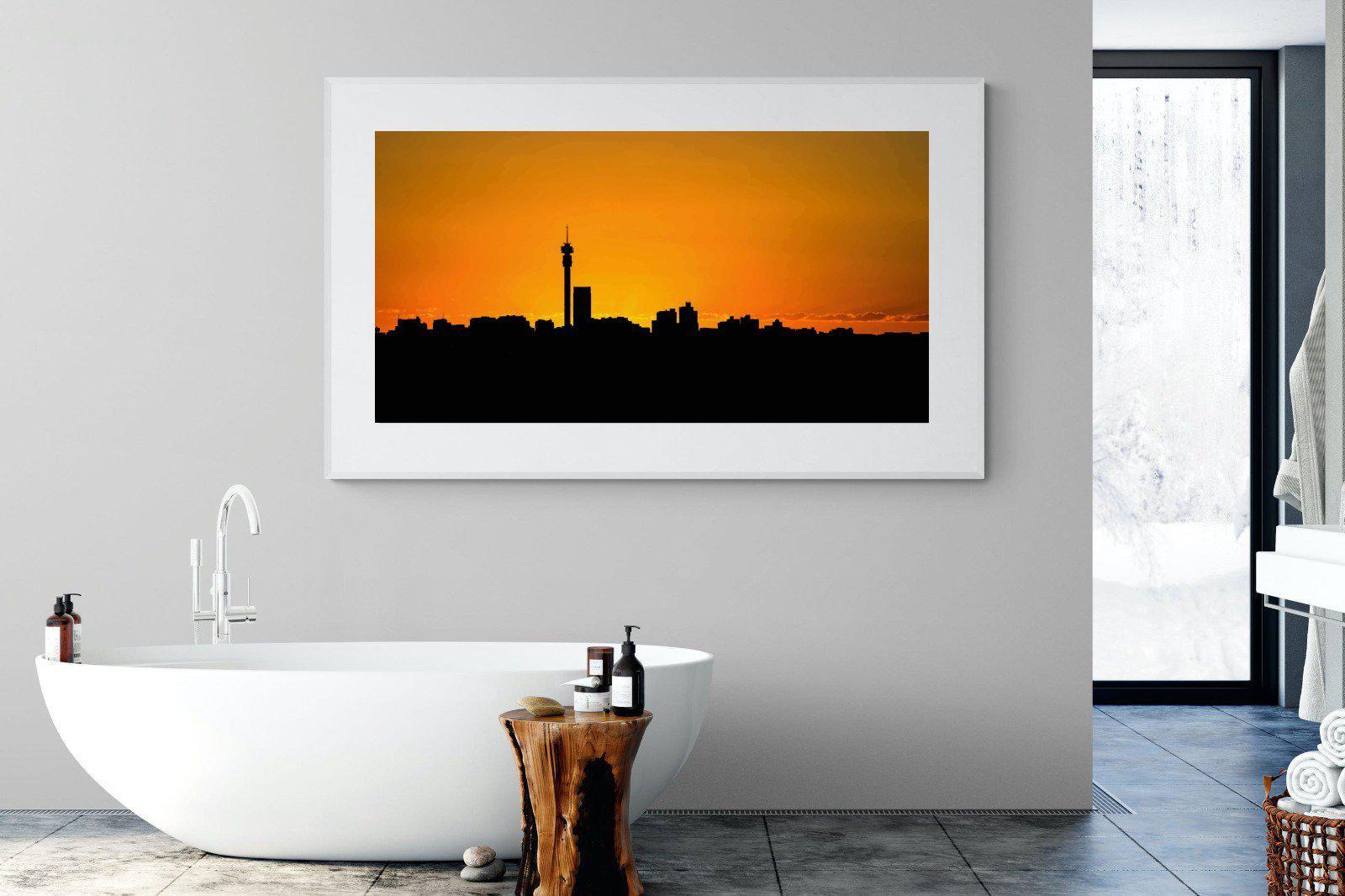 Johannesburg Silhouette-Wall_Art-180 x 110cm-Framed Print-White-Pixalot