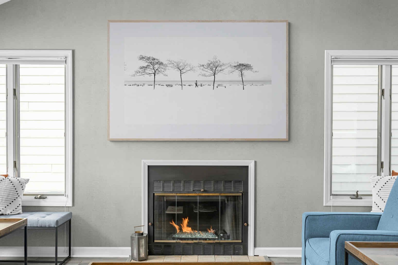 Snowy Walk-Wall_Art-150 x 100cm-Framed Print-Wood-Pixalot