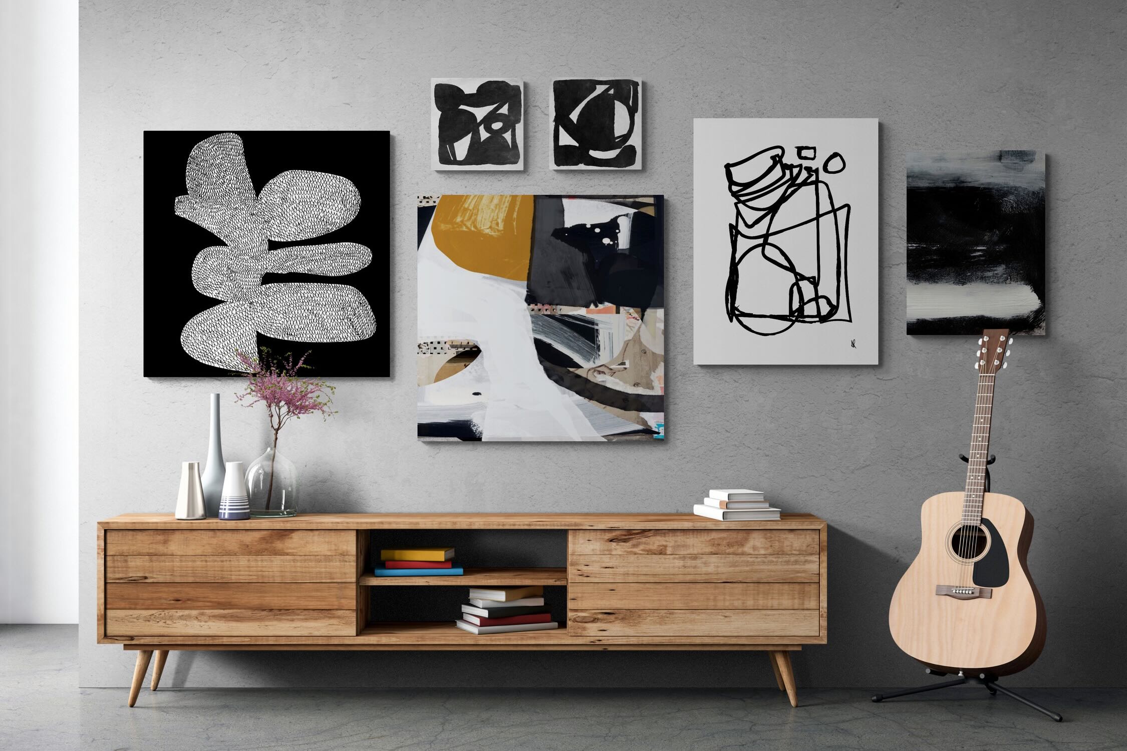 Hobday "Brash" Gallery Wall Set-Wall_Art-Mounted Canvas-No Frame-Pixalot