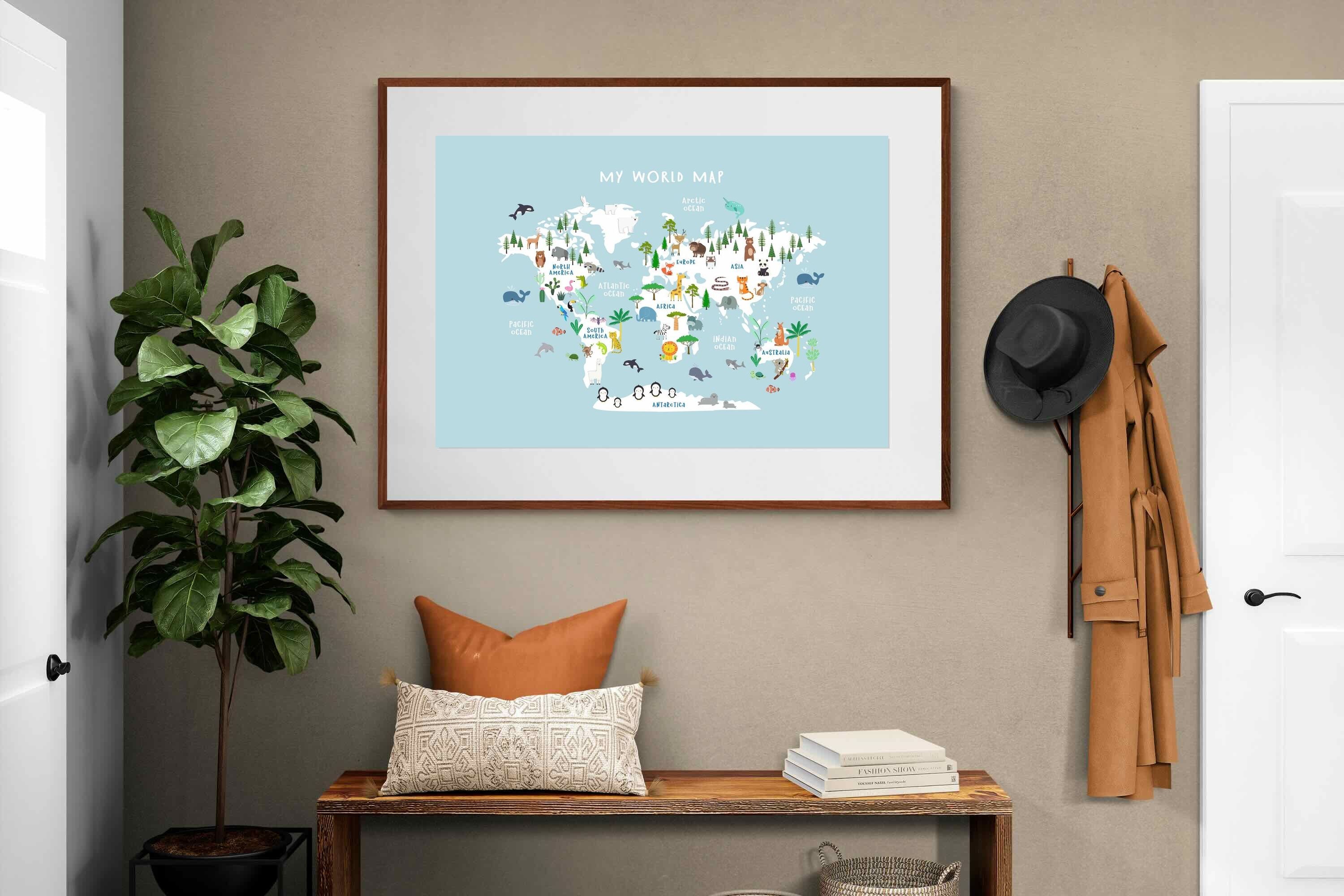 Pixalot Kids World Map (Blue)