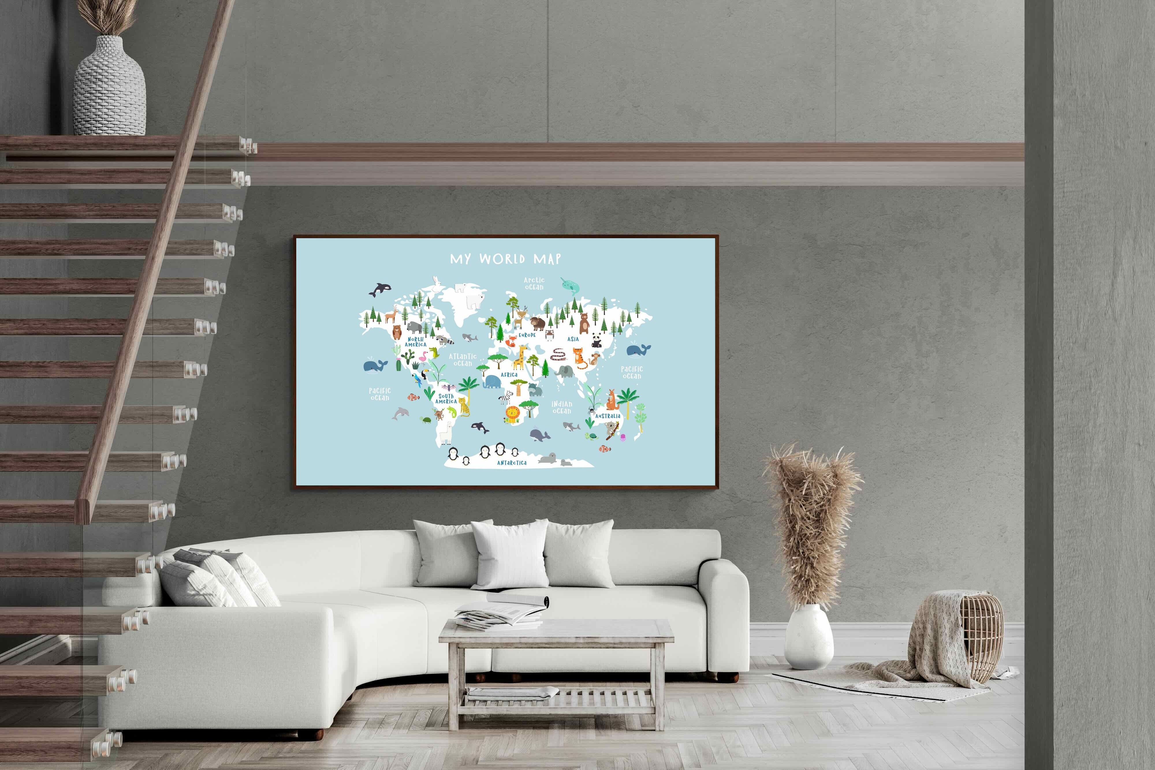 Pixalot Kids World Map (Blue)