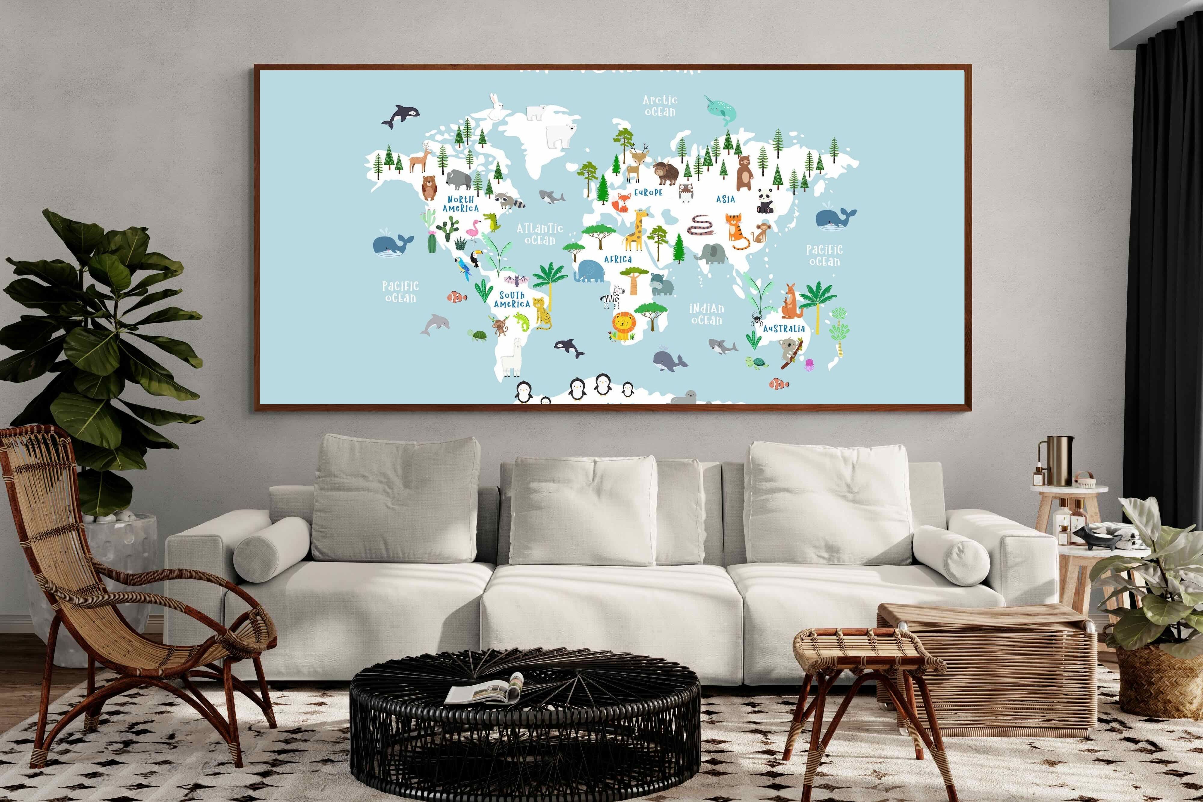 Pixalot Kids World Map (Blue)