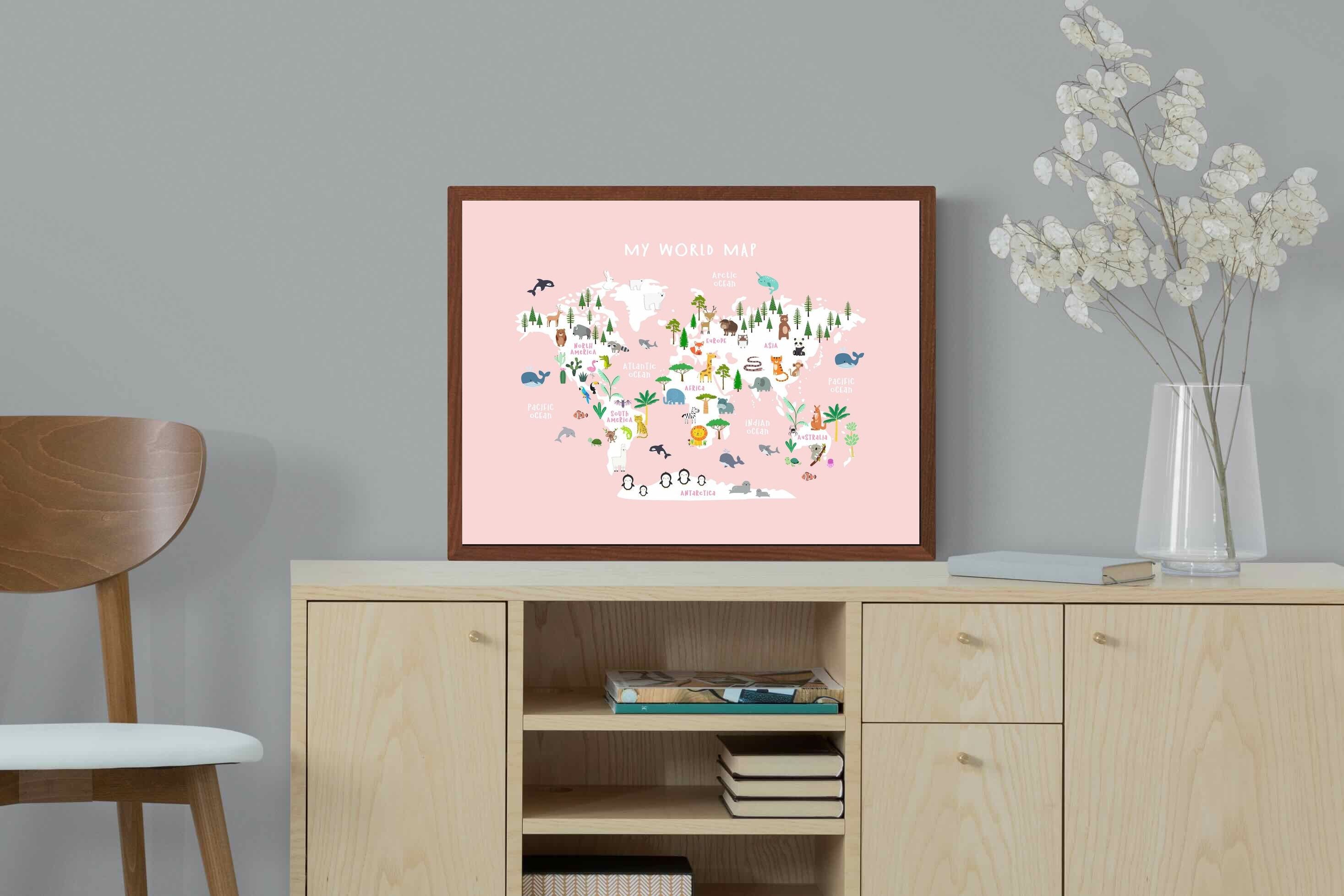 Pixalot Kids World Map (Pink)