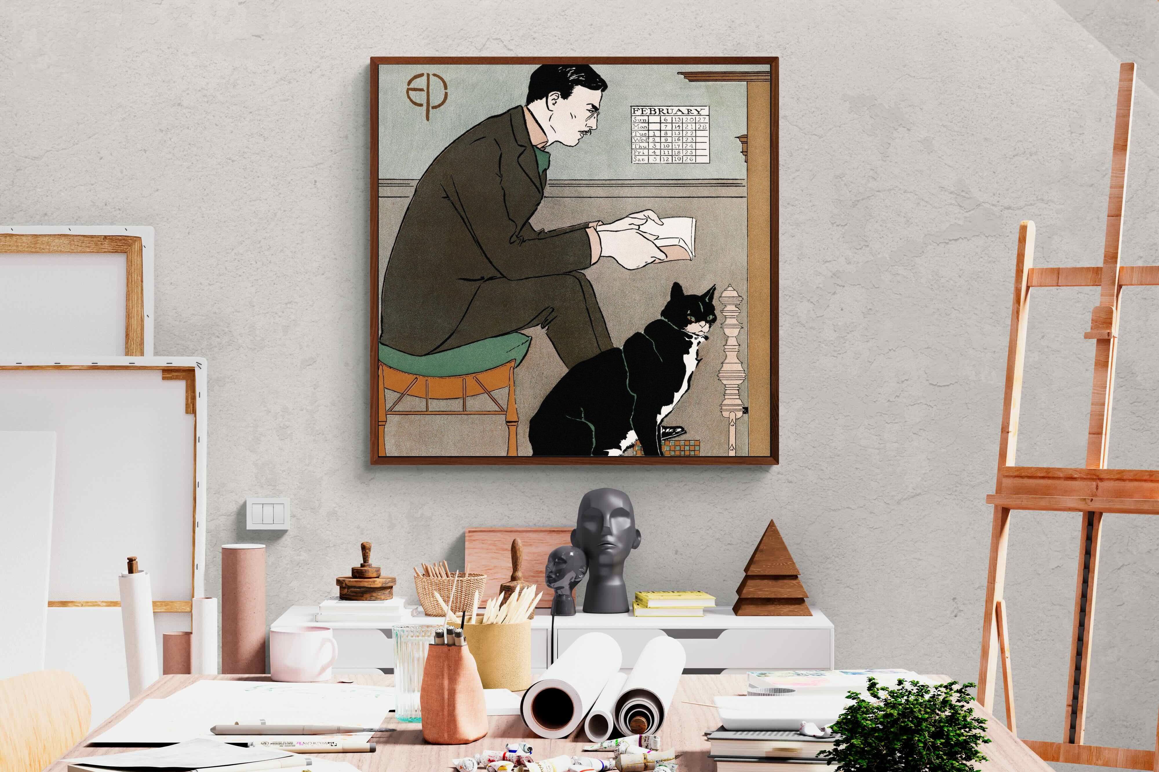 Pixalot ® Man Reading with Cat