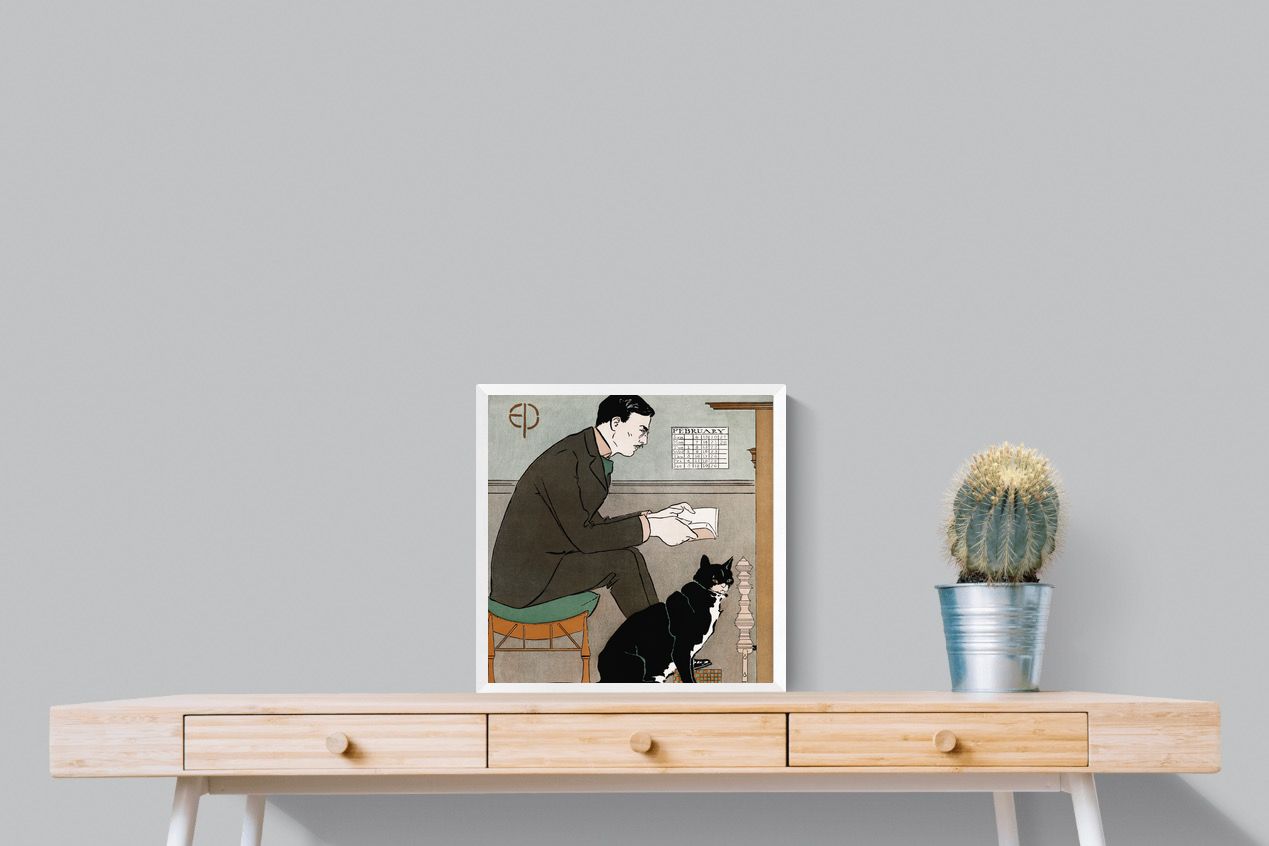 Pixalot Man Reading with Cat