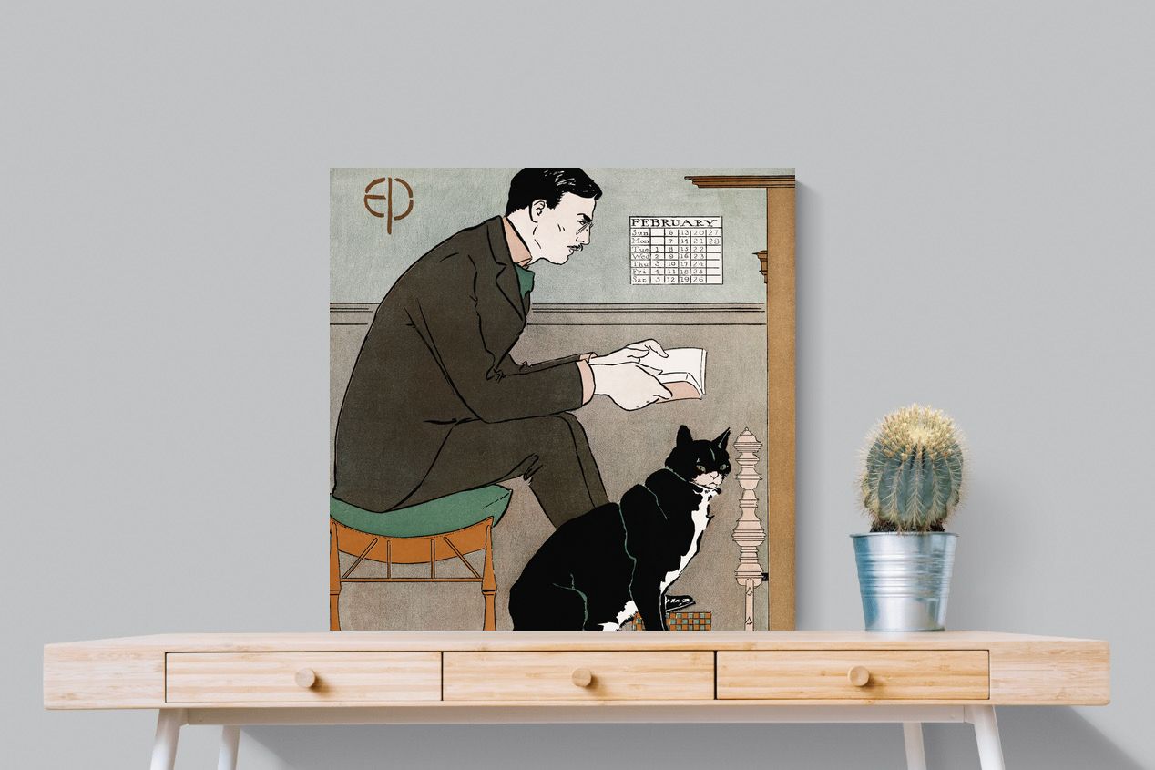 Pixalot Man Reading with Cat