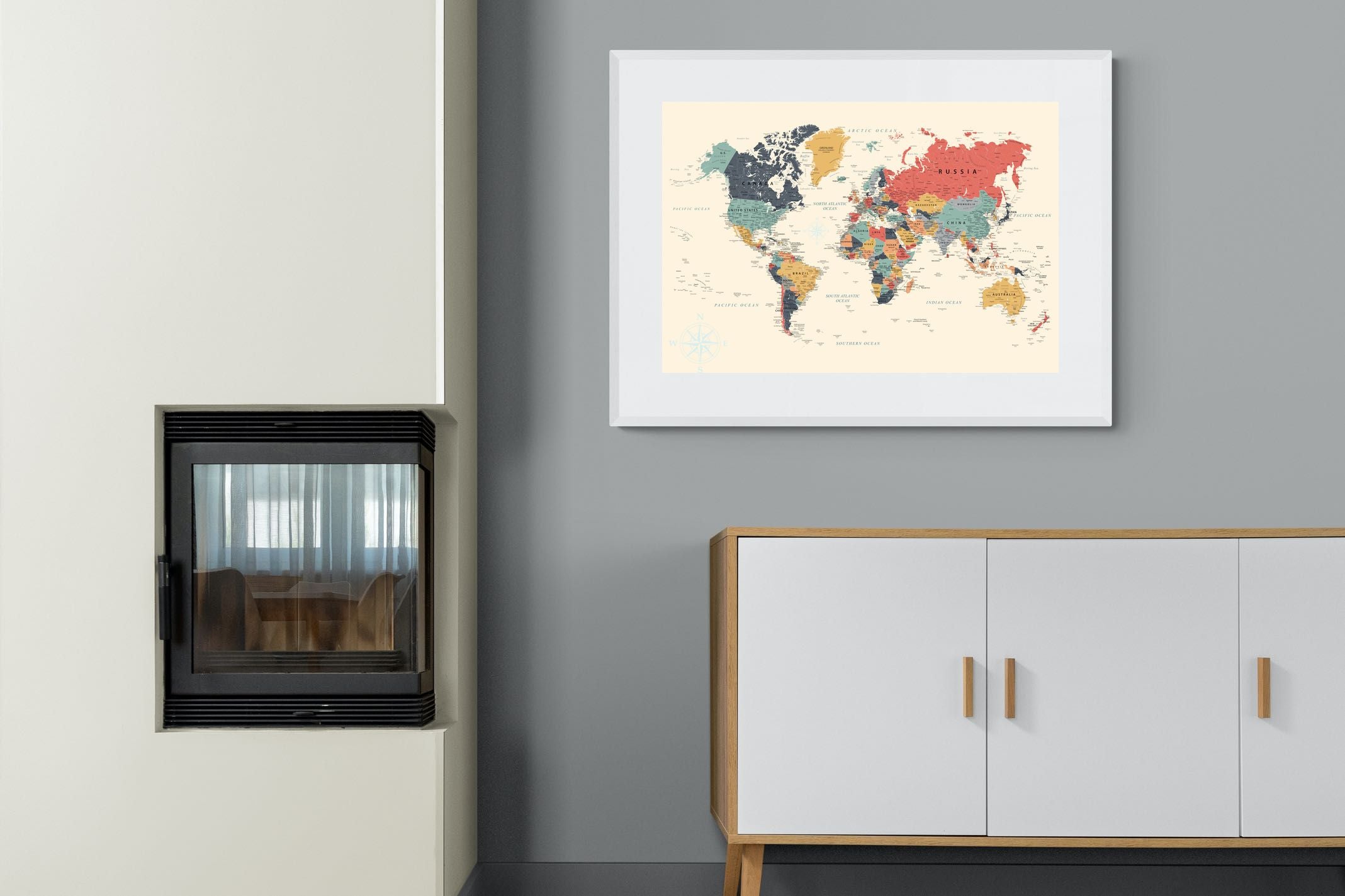 Pixalot Muted Tones World Map