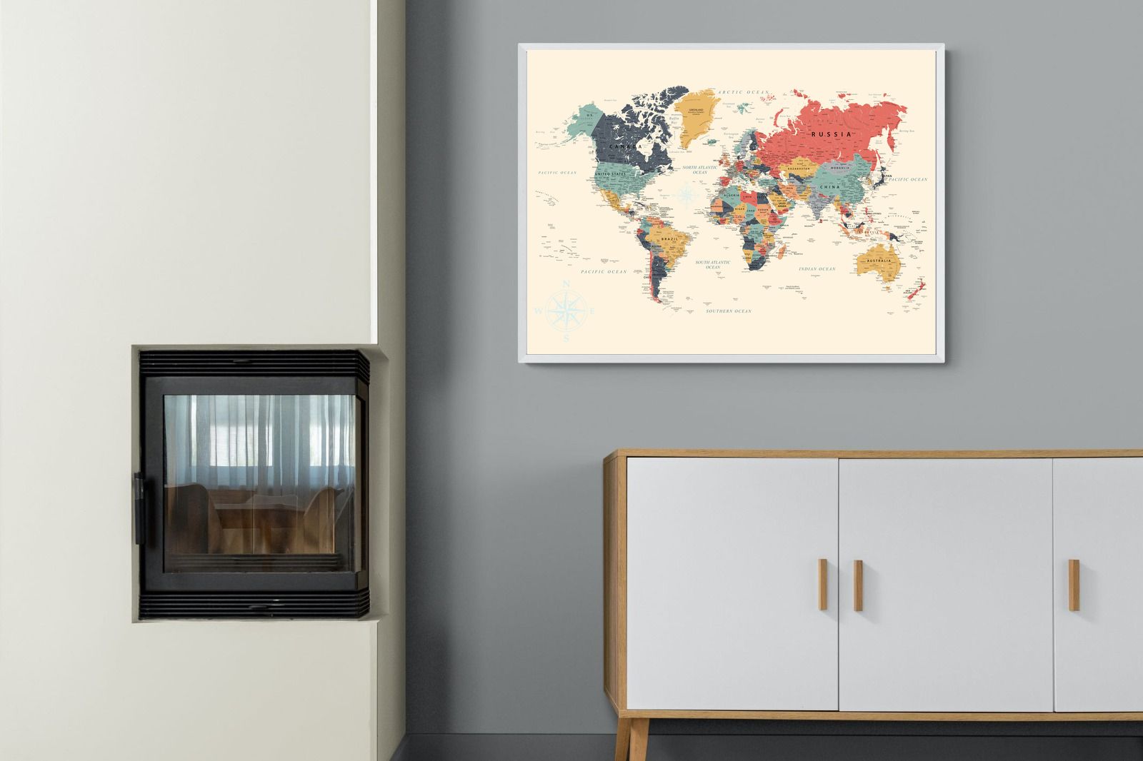 Pixalot Muted Tones World Map