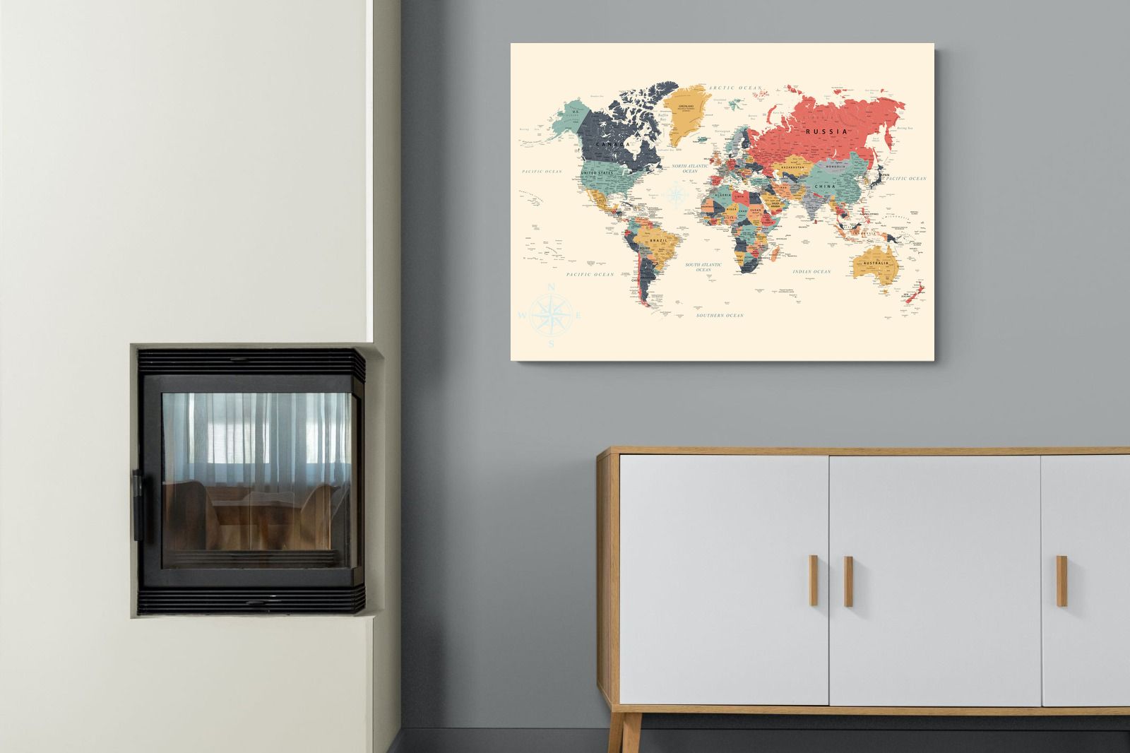 Pixalot Muted Tones World Map