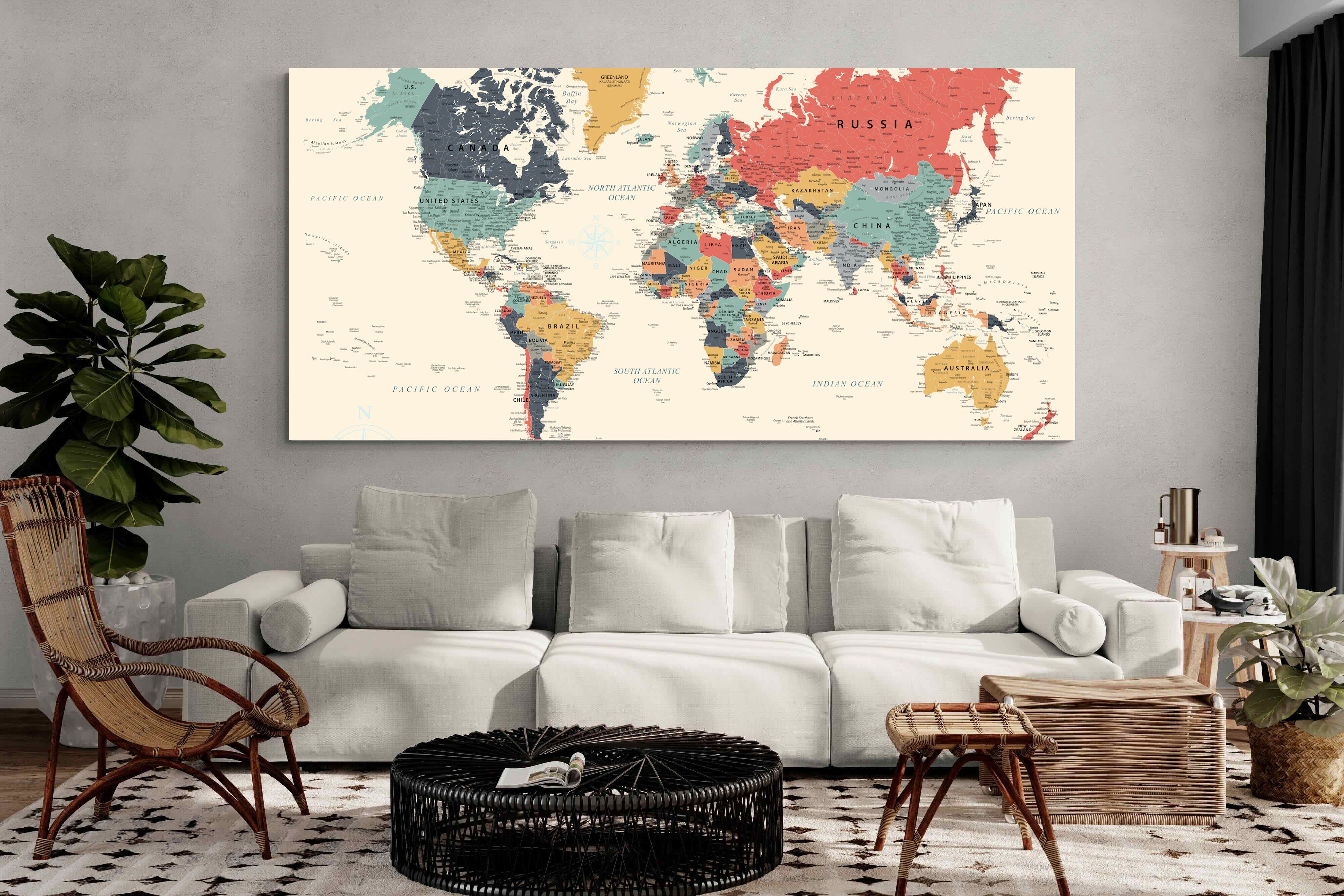 Pixalot Muted Tones World Map