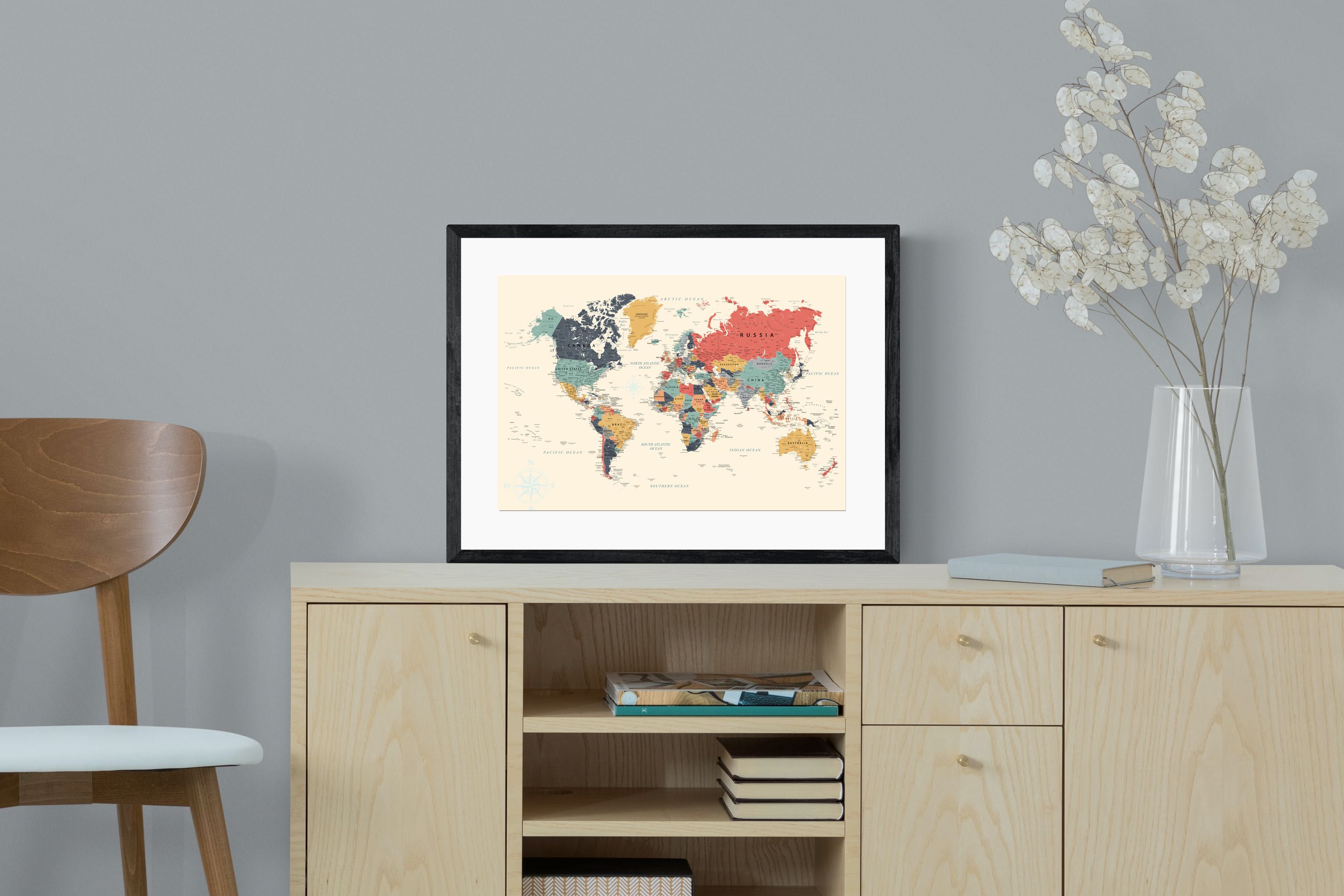 Pixalot Muted Tones World Map