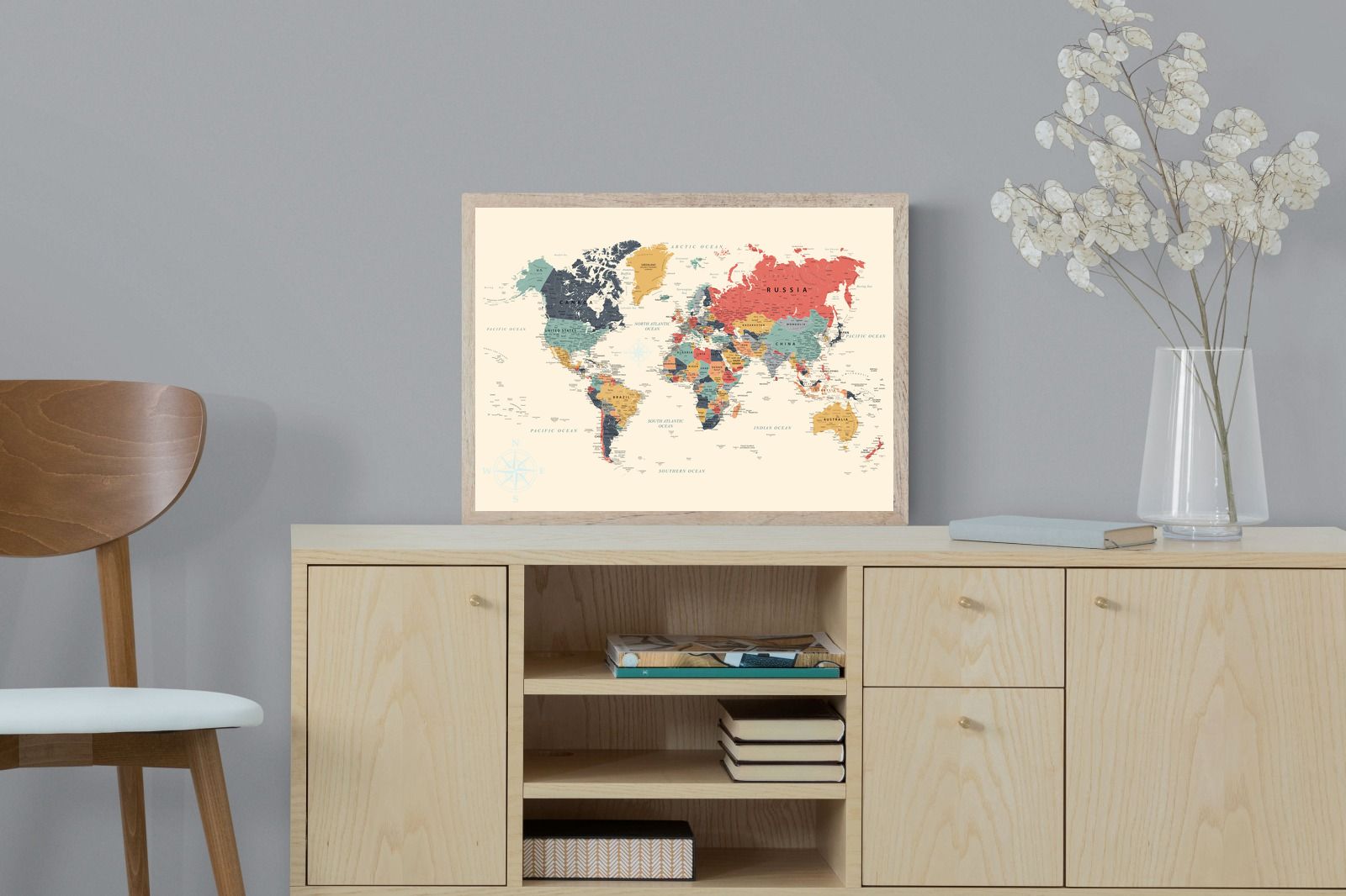Pixalot Muted Tones World Map