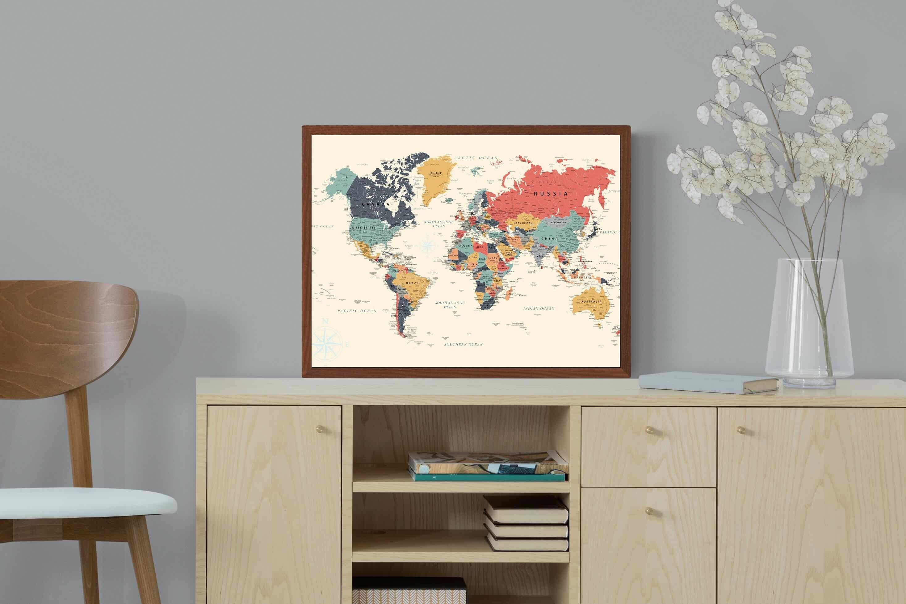 Pixalot Muted Tones World Map