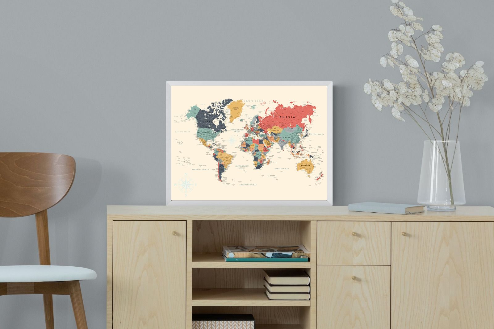 Pixalot Muted Tones World Map