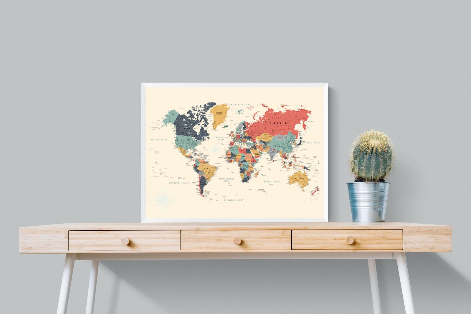 Pixalot Muted Tones World Map