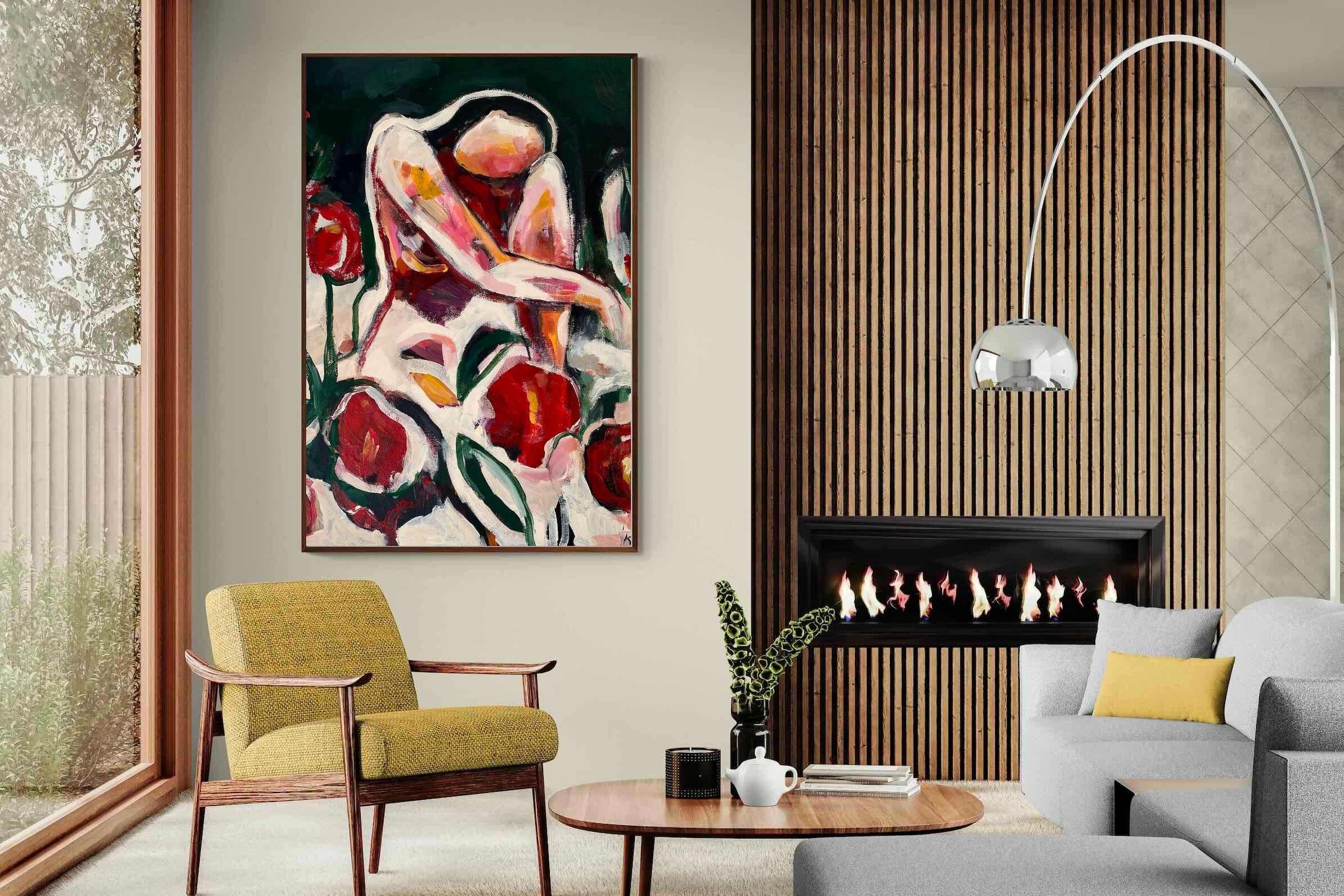 Pixalot Woman Among Red Flowers