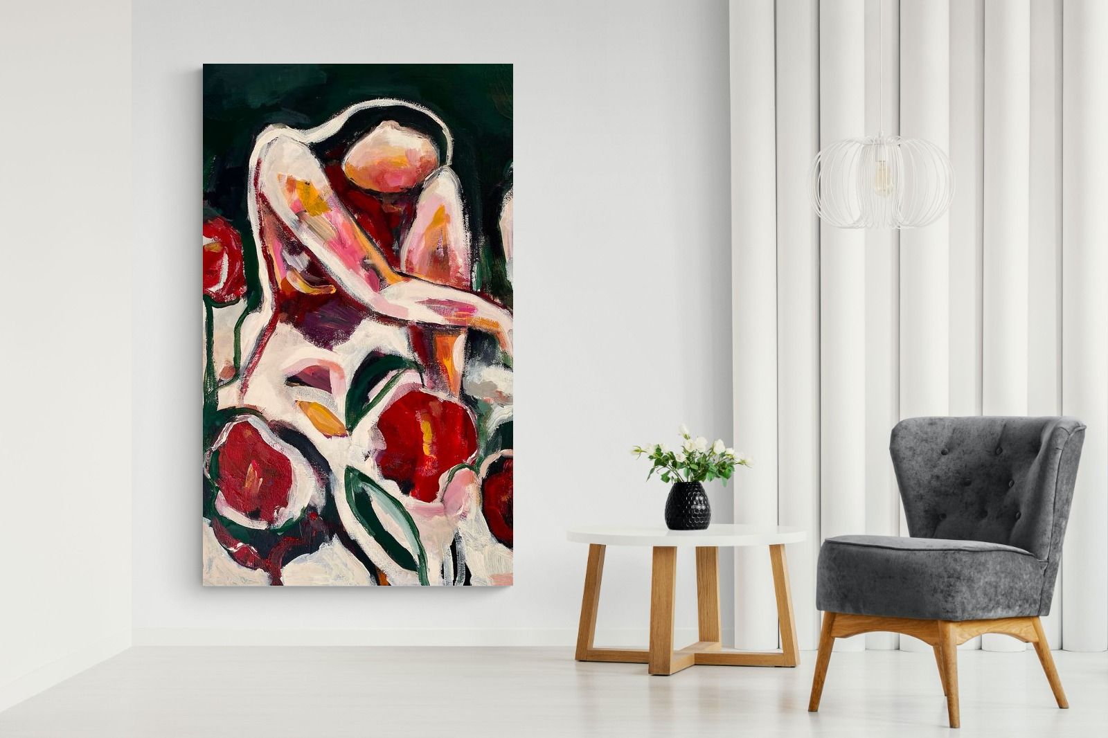 Pixalot Woman Among Red Flowers