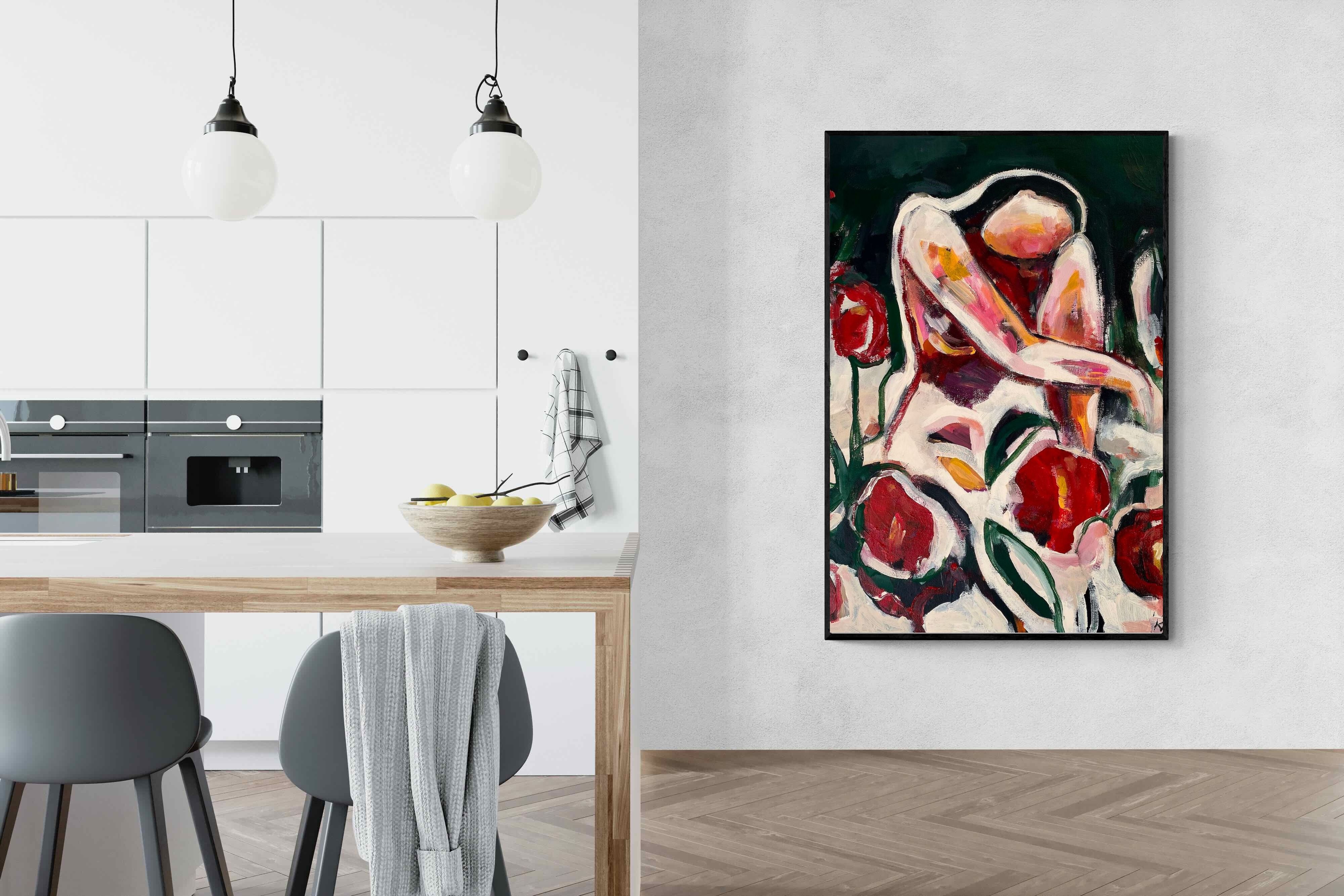 Pixalot Woman Among Red Flowers