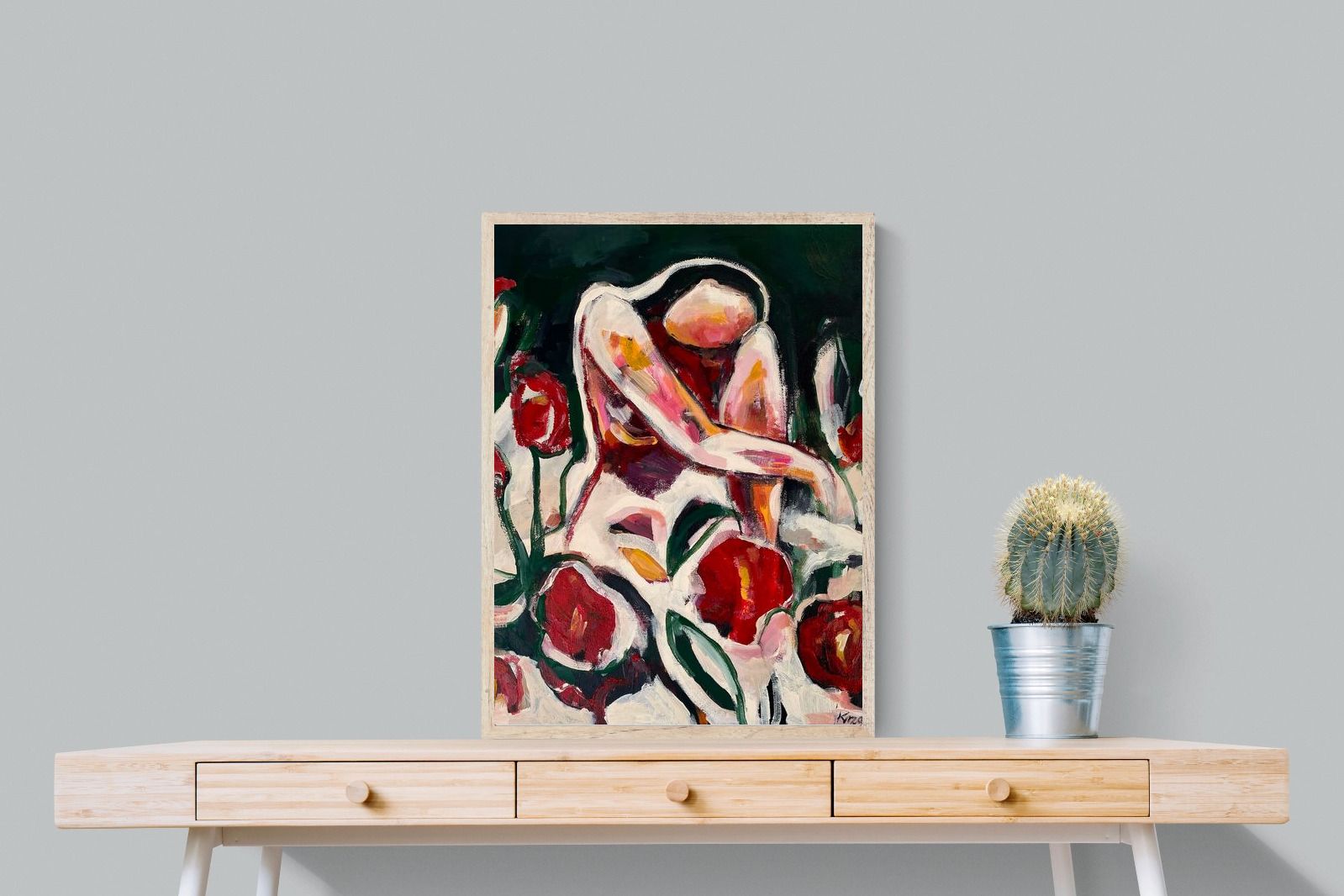 Pixalot Woman Among Red Flowers