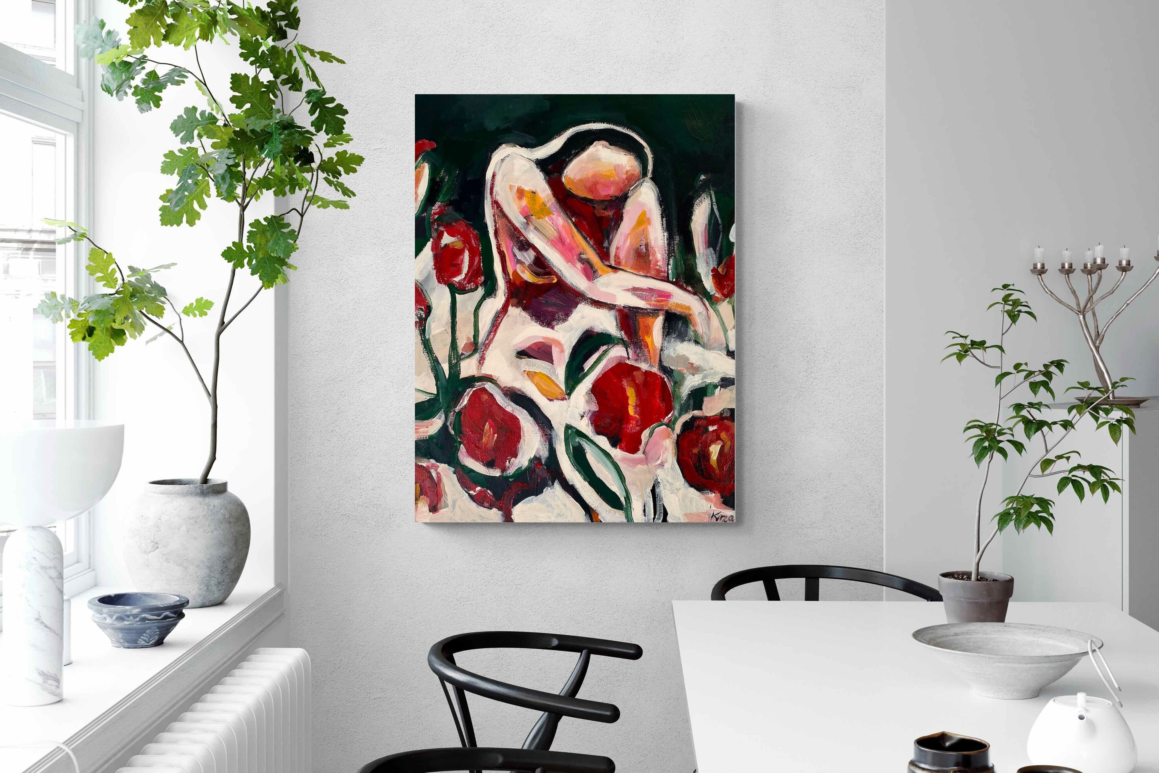 Pixalot Woman Among Red Flowers