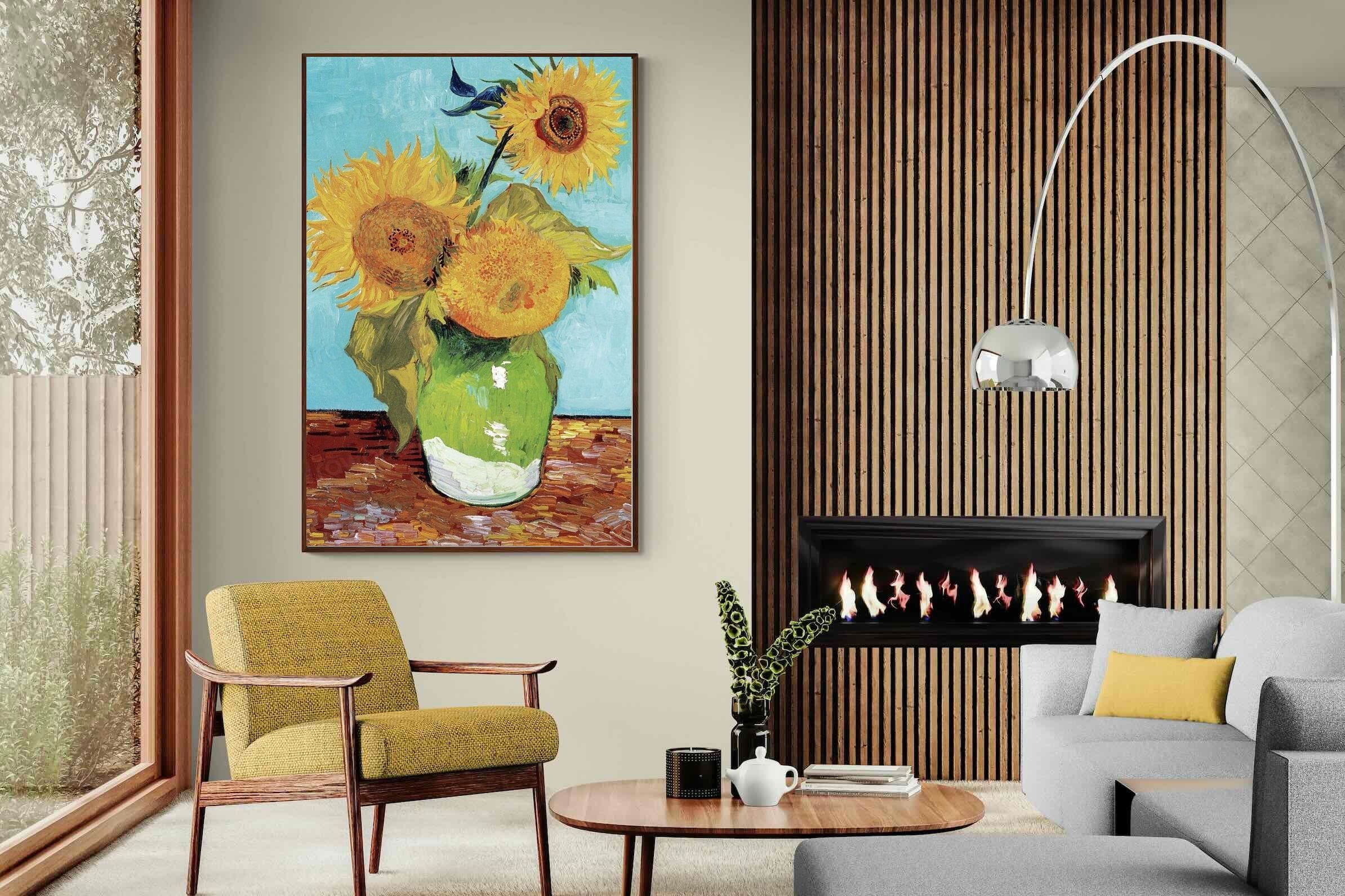 Pixalot Vase with Three Sunflowers