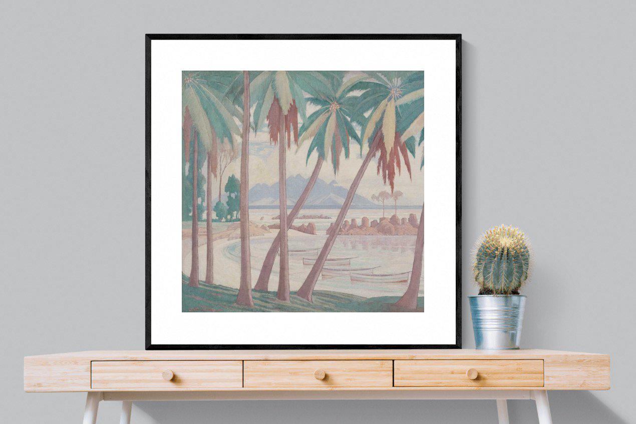 A View Across Fisherman's Cove-Wall_Art-100 x 100cm-Framed Print-Black-Pixalot