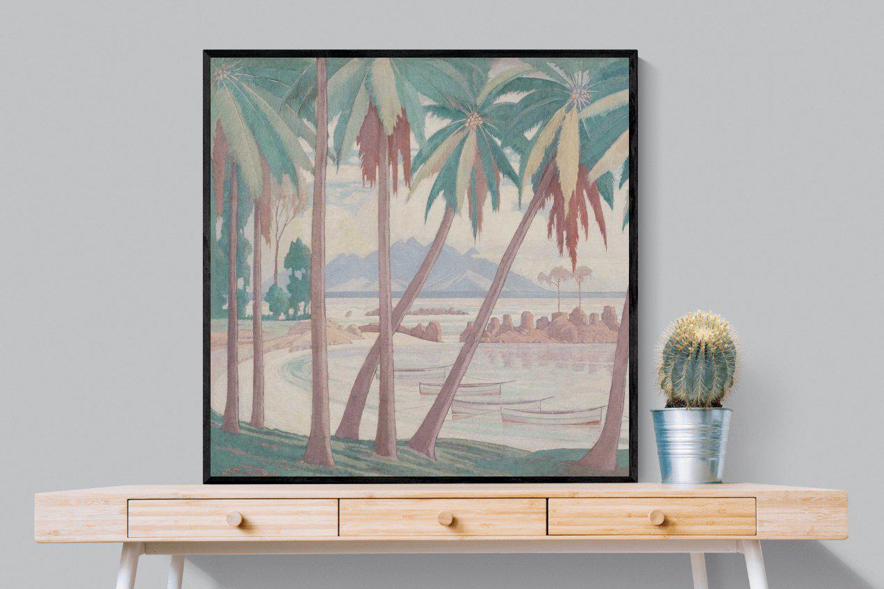 A View Across Fisherman's Cove-Wall_Art-100 x 100cm-Mounted Canvas-Black-Pixalot