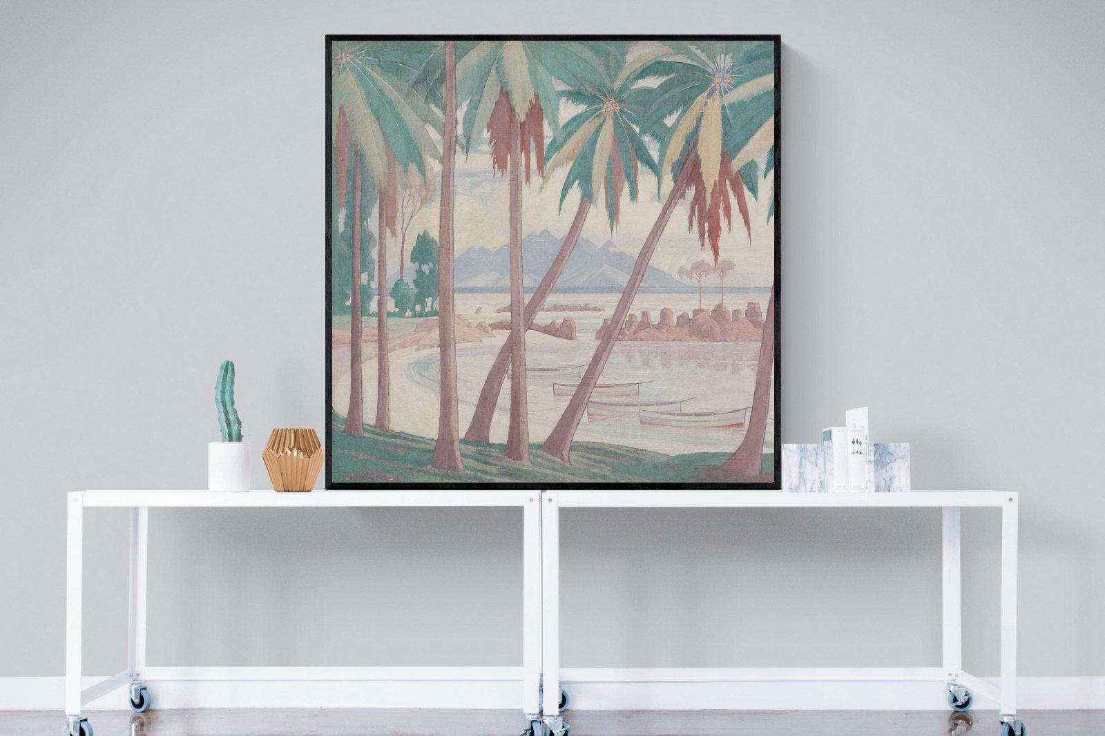 A View Across Fisherman's Cove-Wall_Art-120 x 120cm-Mounted Canvas-Black-Pixalot