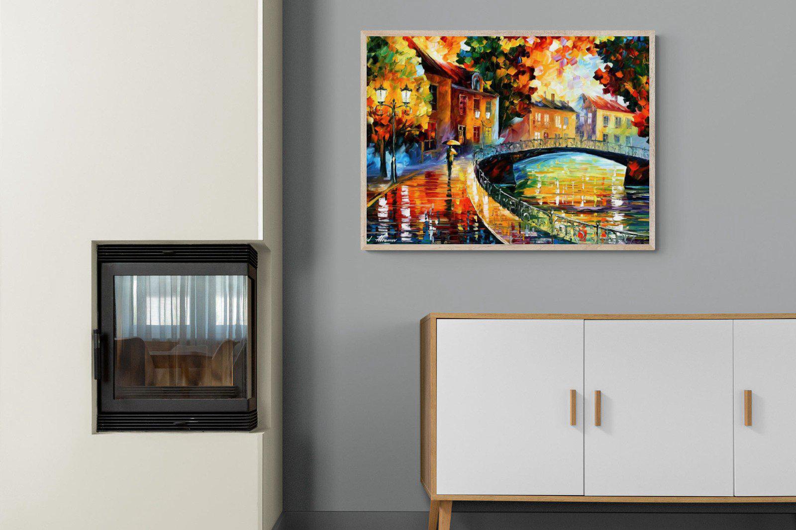 Autumn Old Bridge-Wall_Art-100 x 75cm-Mounted Canvas-Wood-Pixalot