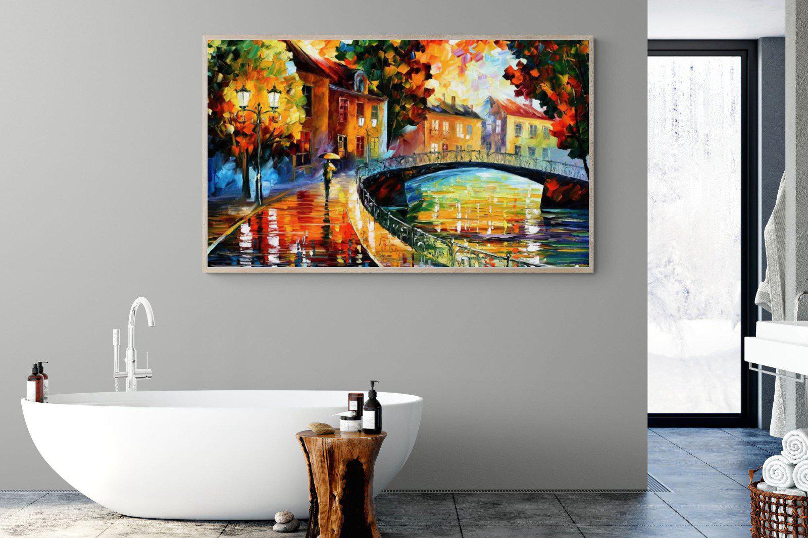 Autumn Old Bridge-Wall_Art-180 x 110cm-Mounted Canvas-Wood-Pixalot