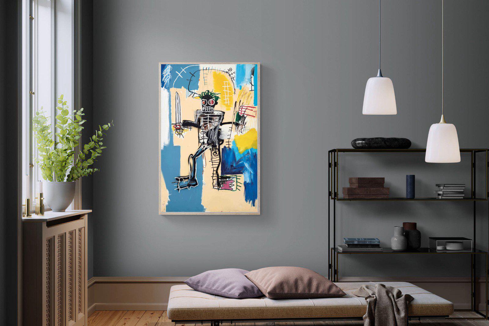 Basquiat Warrior-Wall_Art-100 x 150cm-Mounted Canvas-Wood-Pixalot