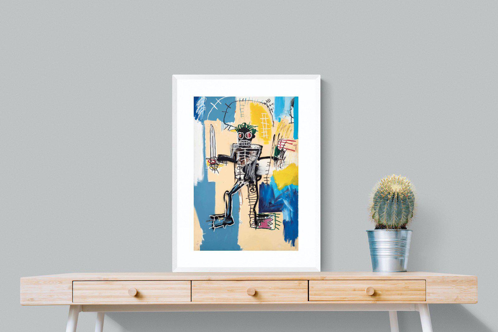 Basquiat Warrior-Wall_Art-60 x 80cm-Framed Print-White-Pixalot