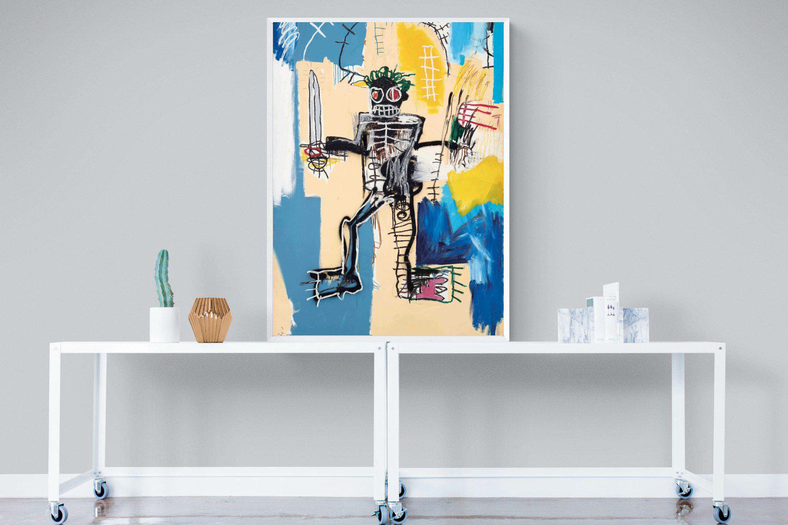 Basquiat Warrior-Wall_Art-90 x 120cm-Mounted Canvas-White-Pixalot