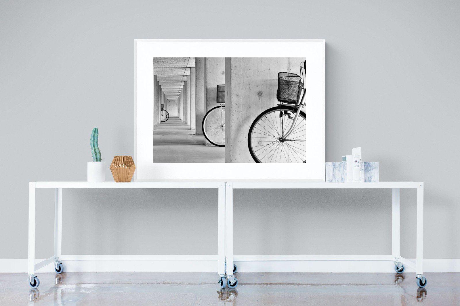 Bike & Basket-Wall_Art-120 x 90cm-Framed Print-White-Pixalot