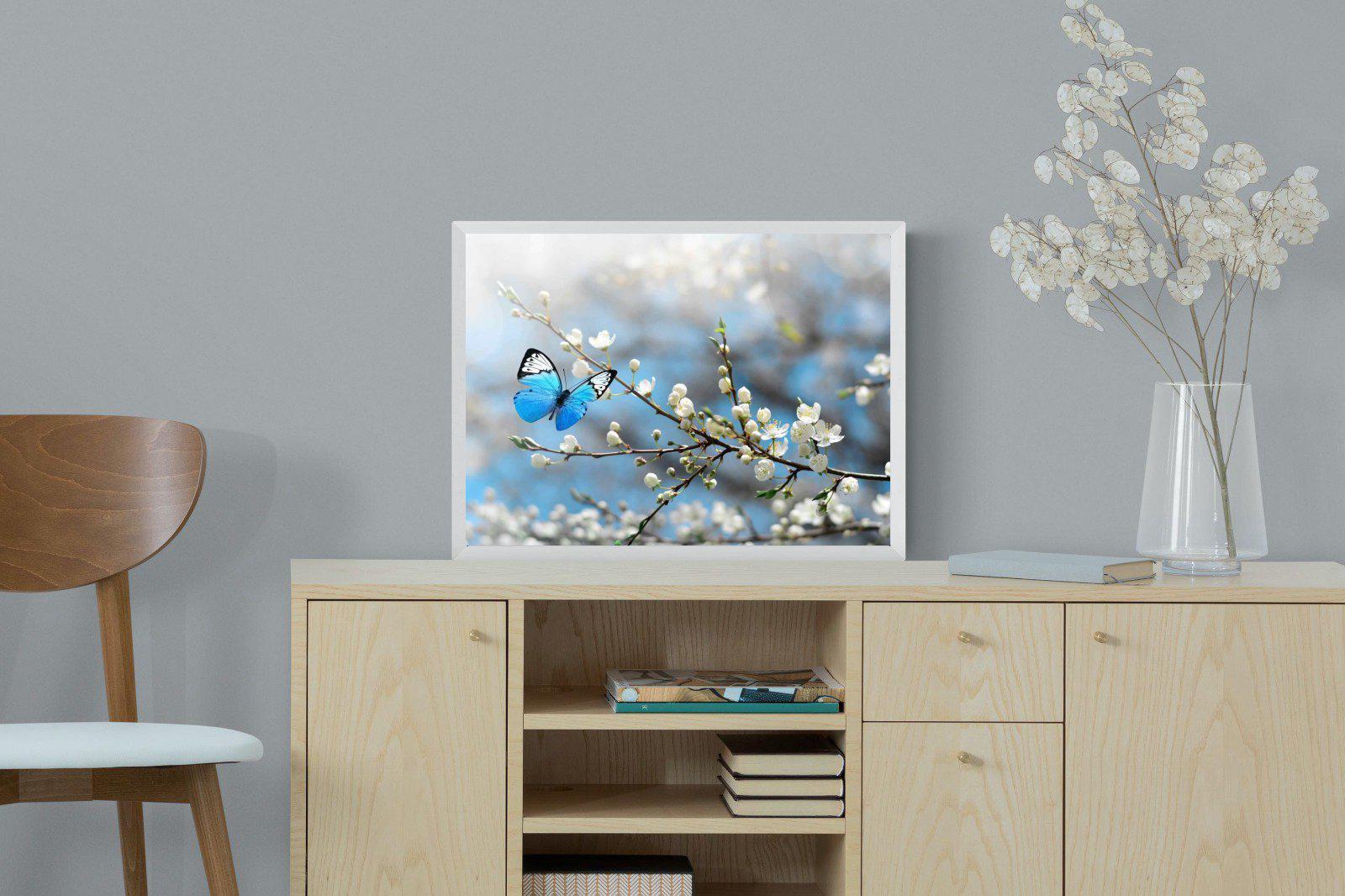 Blue Flutter-Wall_Art-60 x 45cm-Mounted Canvas-White-Pixalot
