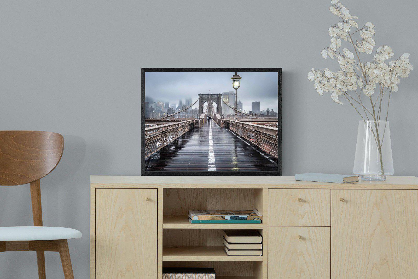 Brooklyn Bridge Morning-Wall_Art-60 x 45cm-Mounted Canvas-Black-Pixalot