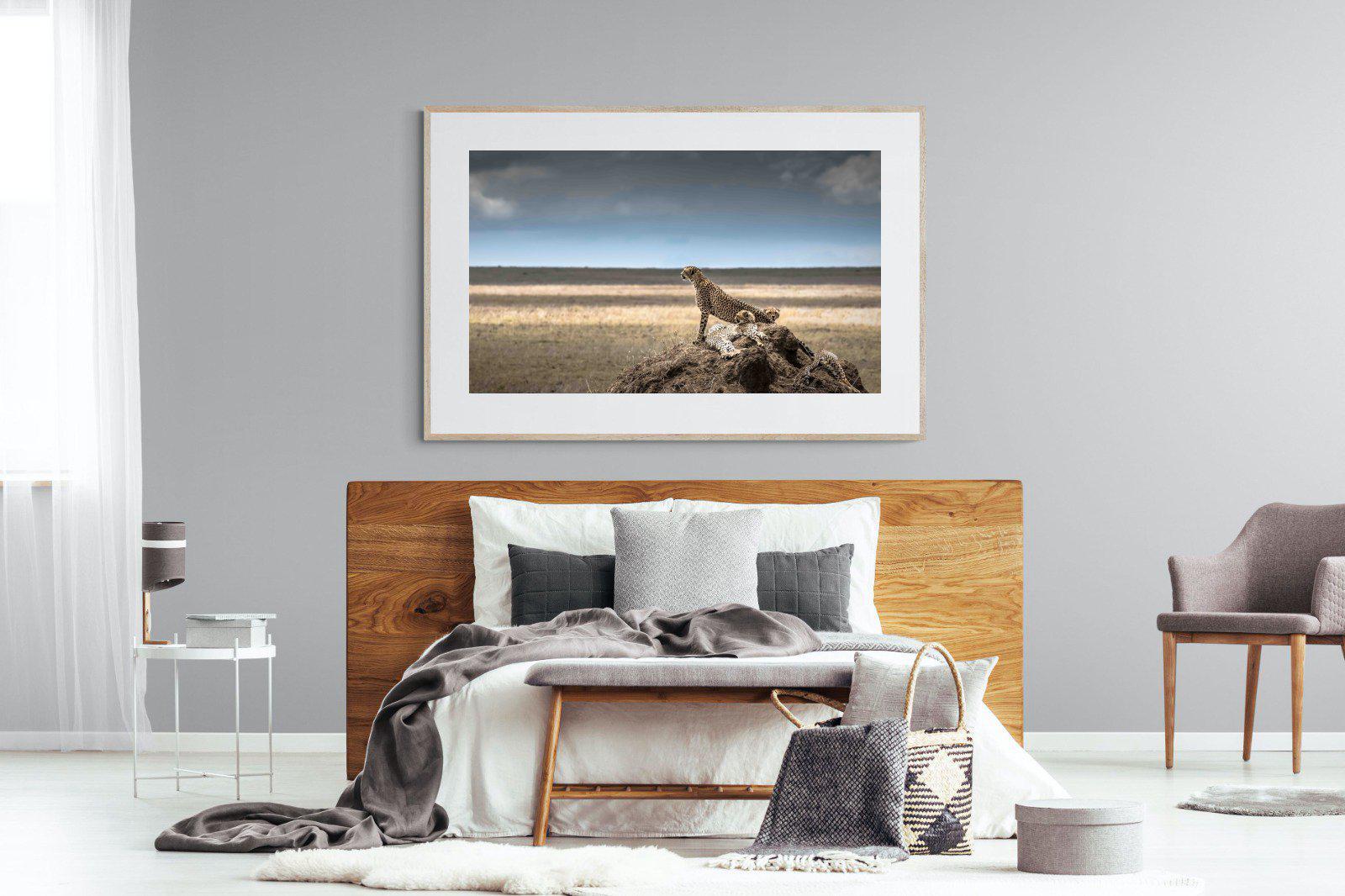 Cheetah Family-Wall_Art-150 x 100cm-Framed Print-Wood-Pixalot