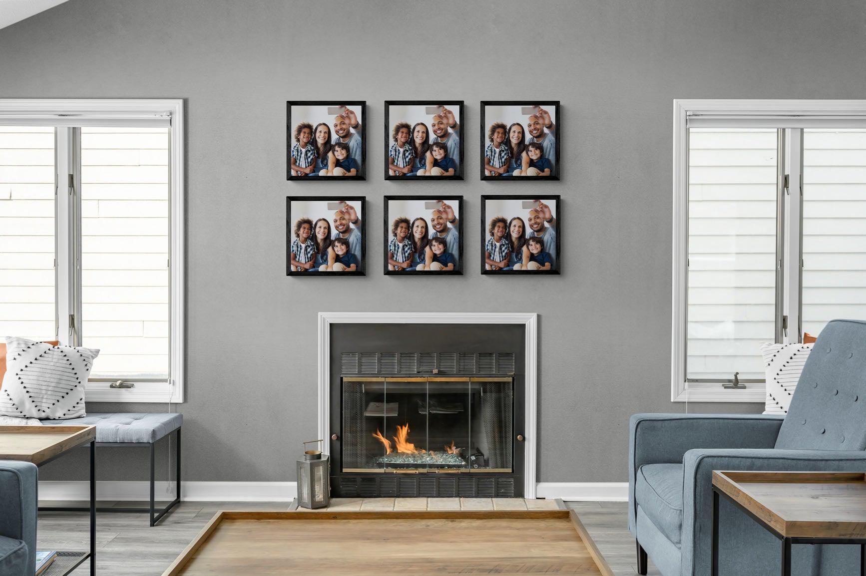 Create Your Own Squares Set-Wall_Art-30 x 30cm (x6)-Mounted Canvas-Black-Pixalot