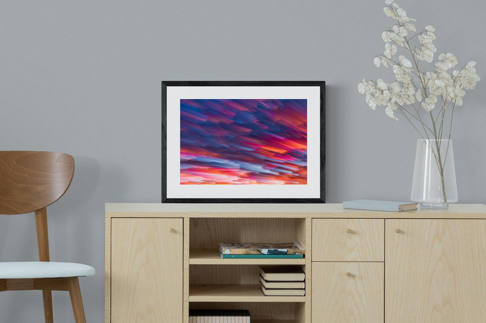 Crimson Sunset-Wall_Art-60 x 45cm-Framed Print-Black-Pixalot