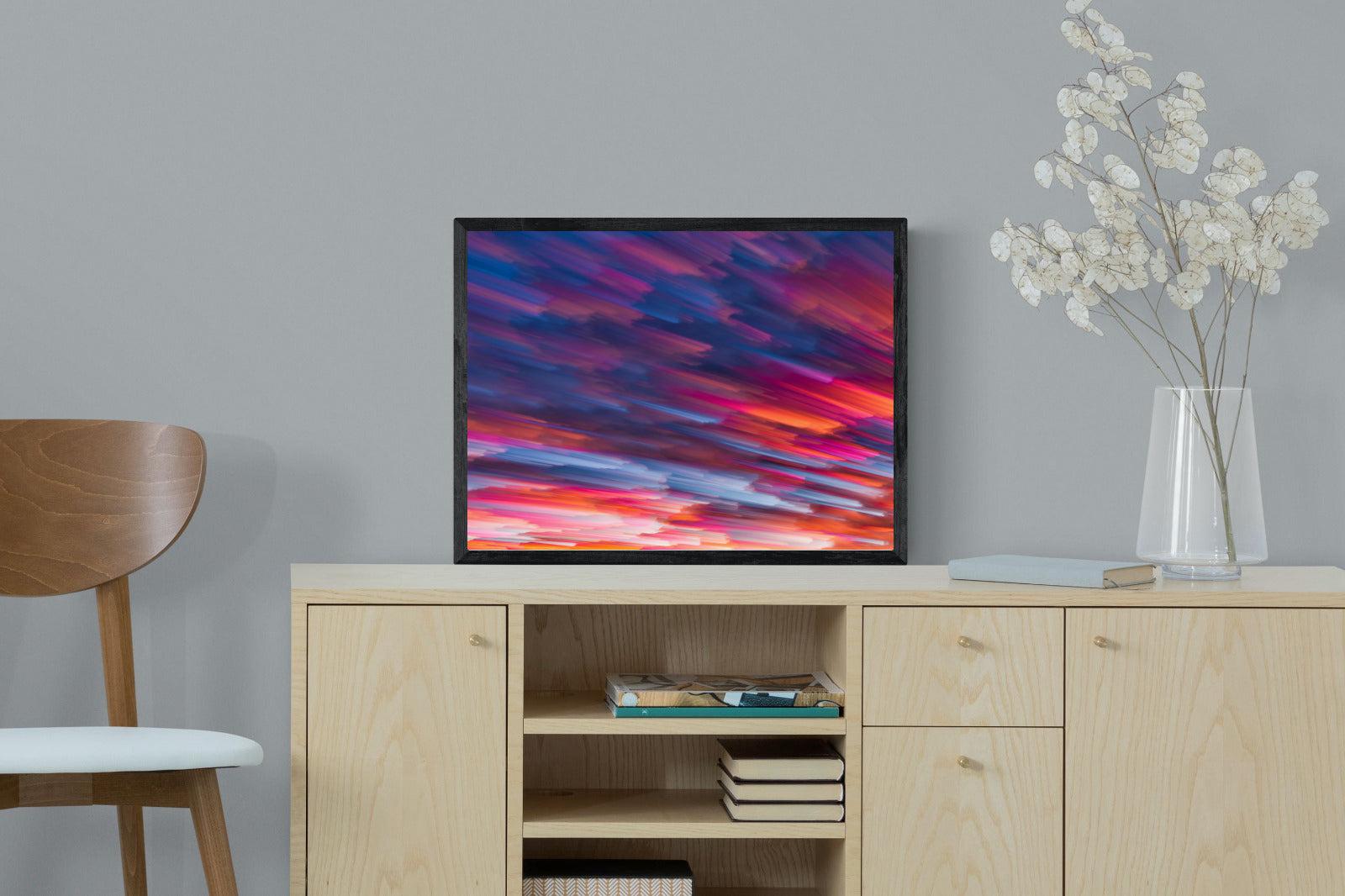 Crimson Sunset-Wall_Art-60 x 45cm-Mounted Canvas-Black-Pixalot