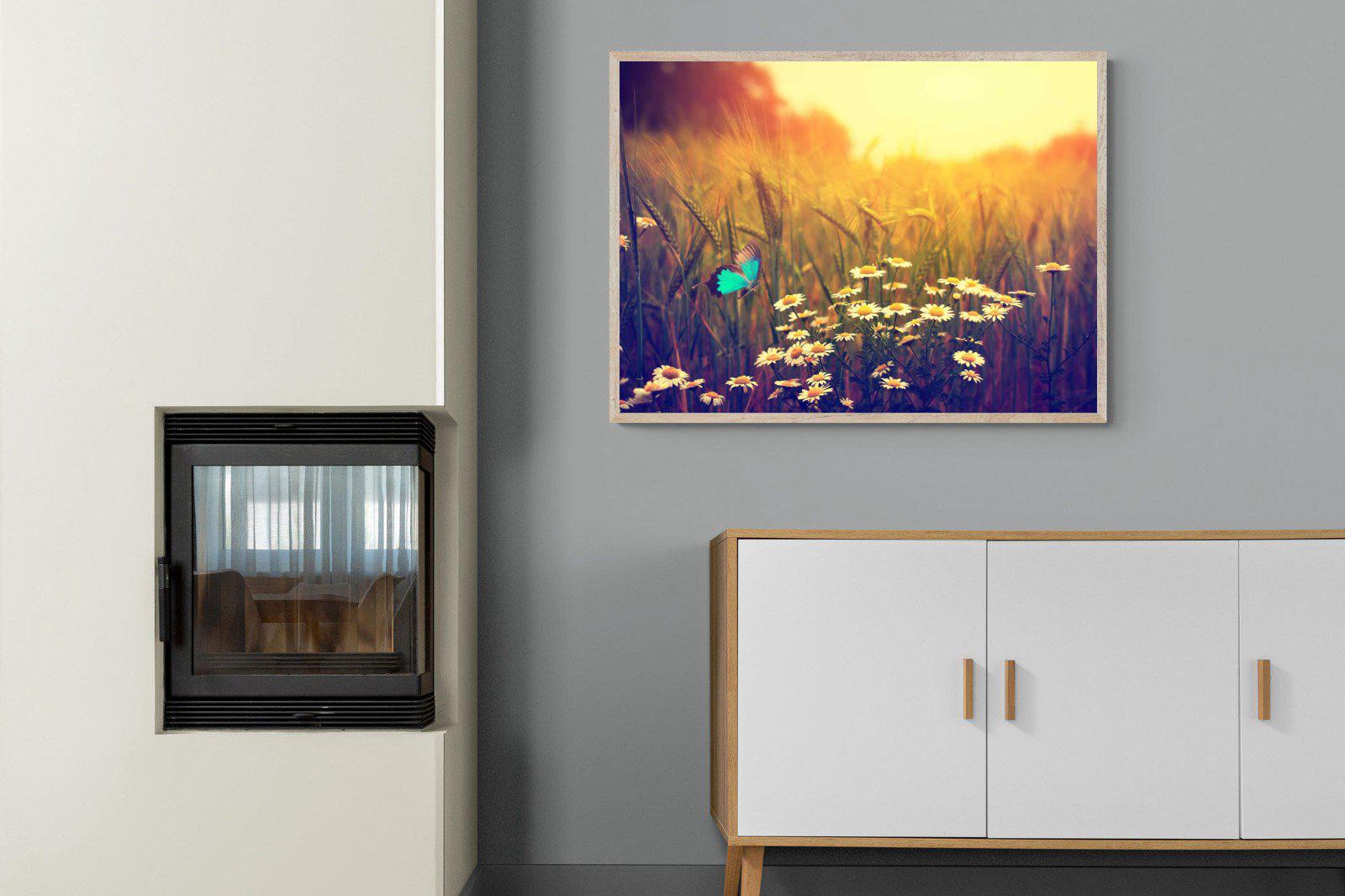 Daisy Flutter-Wall_Art-100 x 75cm-Mounted Canvas-Wood-Pixalot
