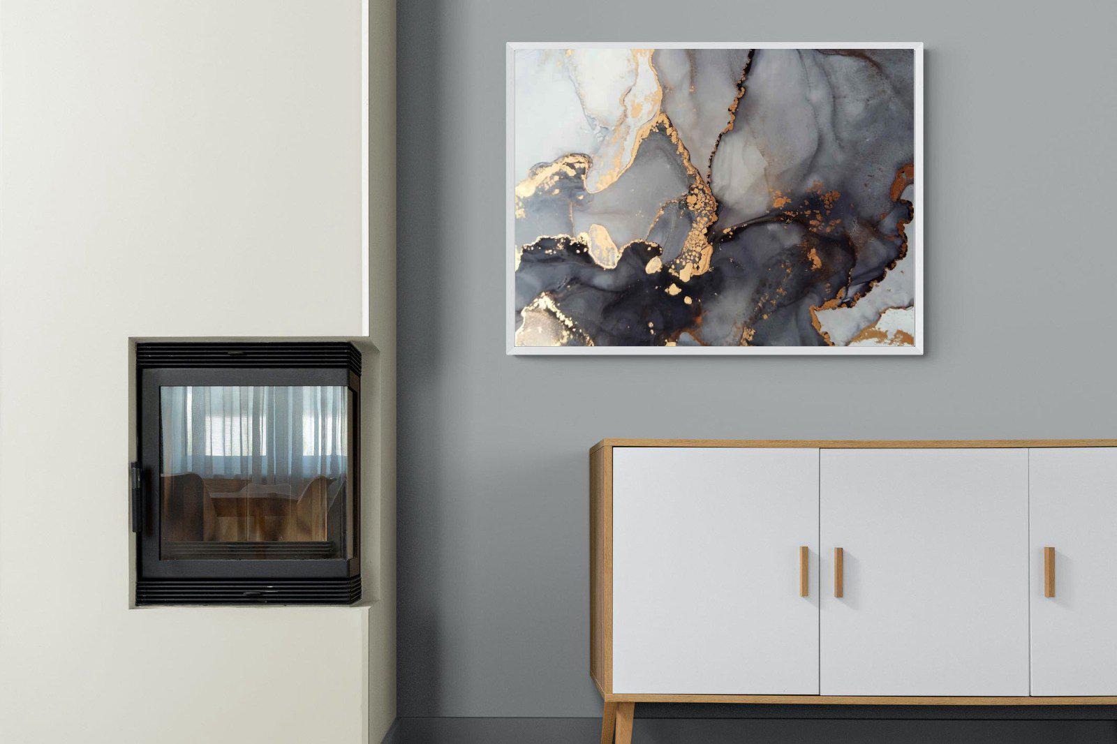 Dark Marble-Wall_Art-100 x 75cm-Mounted Canvas-White-Pixalot