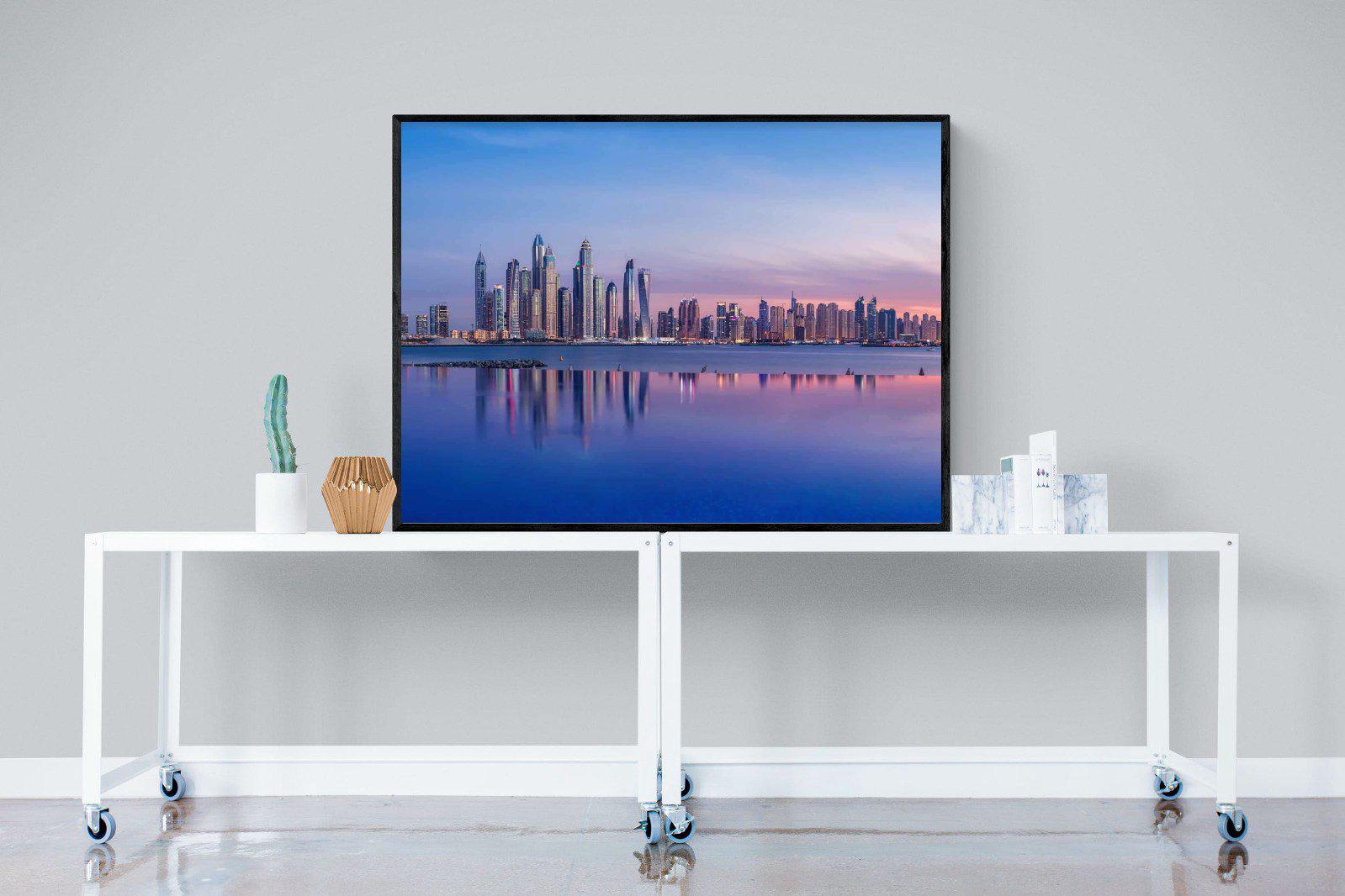 Dubai Skyline-Wall_Art-120 x 90cm-Mounted Canvas-Black-Pixalot