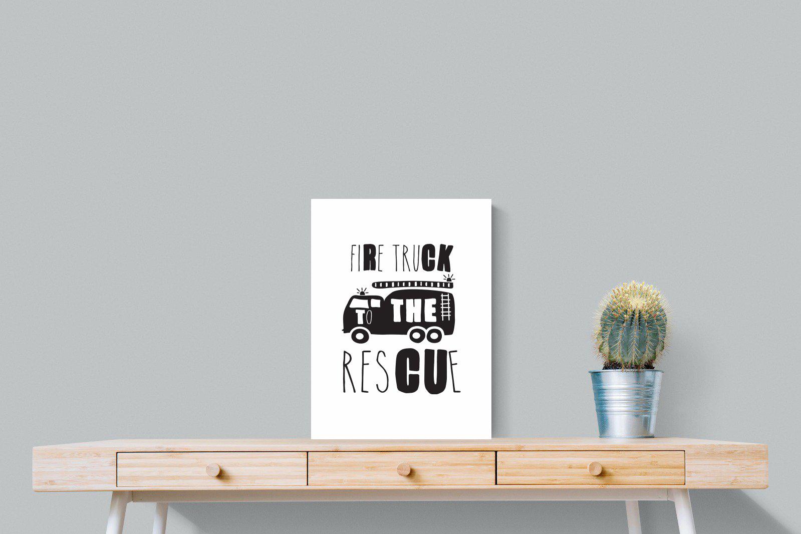 Fire Truck-Wall_Art-45 x 60cm-Mounted Canvas-No Frame-Pixalot