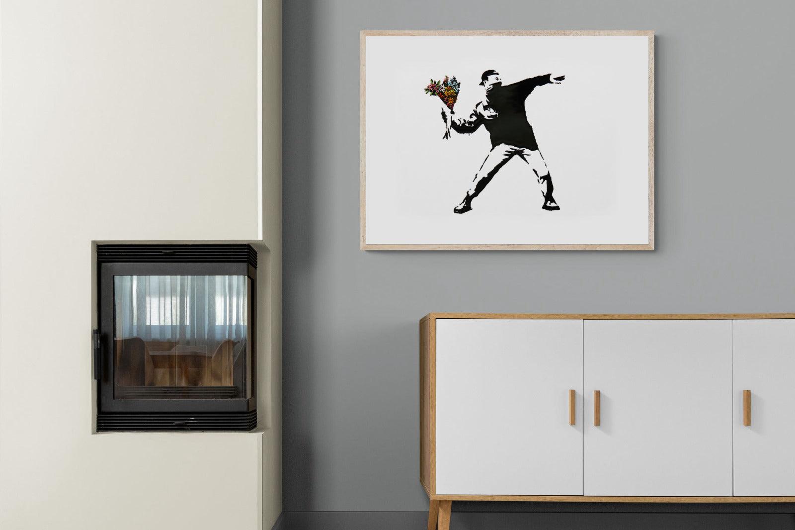 Flower Thrower-Wall_Art-100 x 75cm-Mounted Canvas-Wood-Pixalot