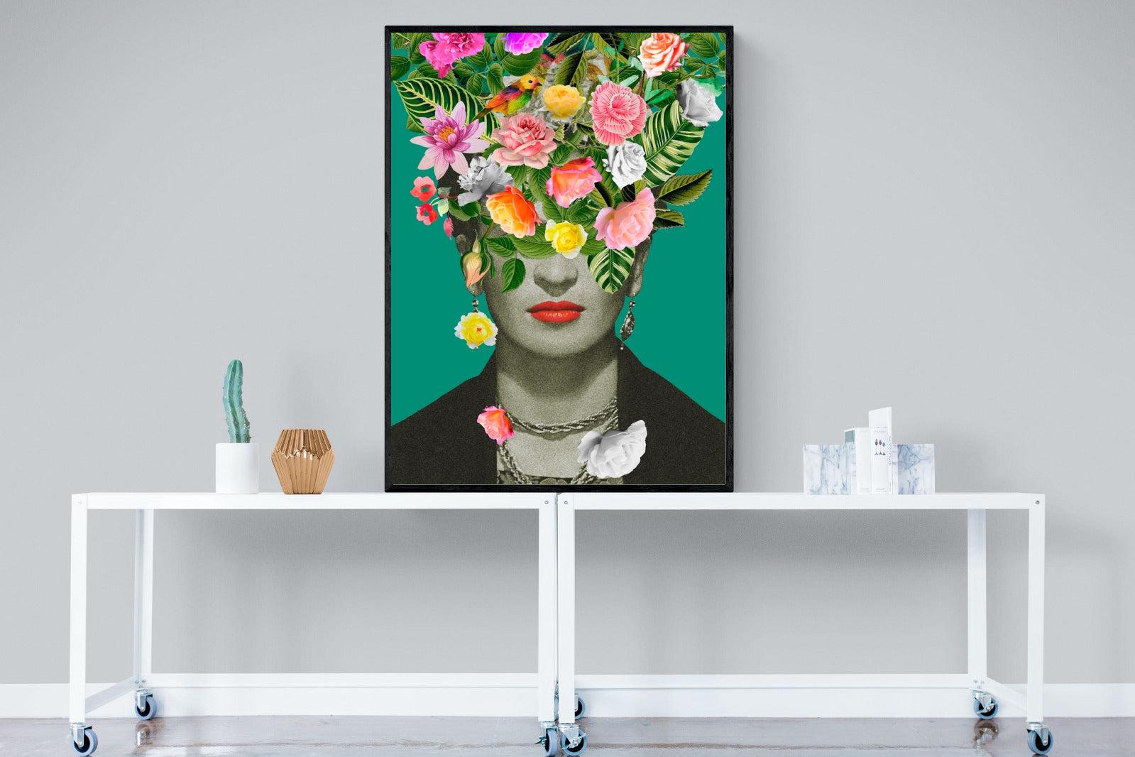 Frida Floral-Wall_Art-90 x 120cm-Mounted Canvas-Black-Pixalot