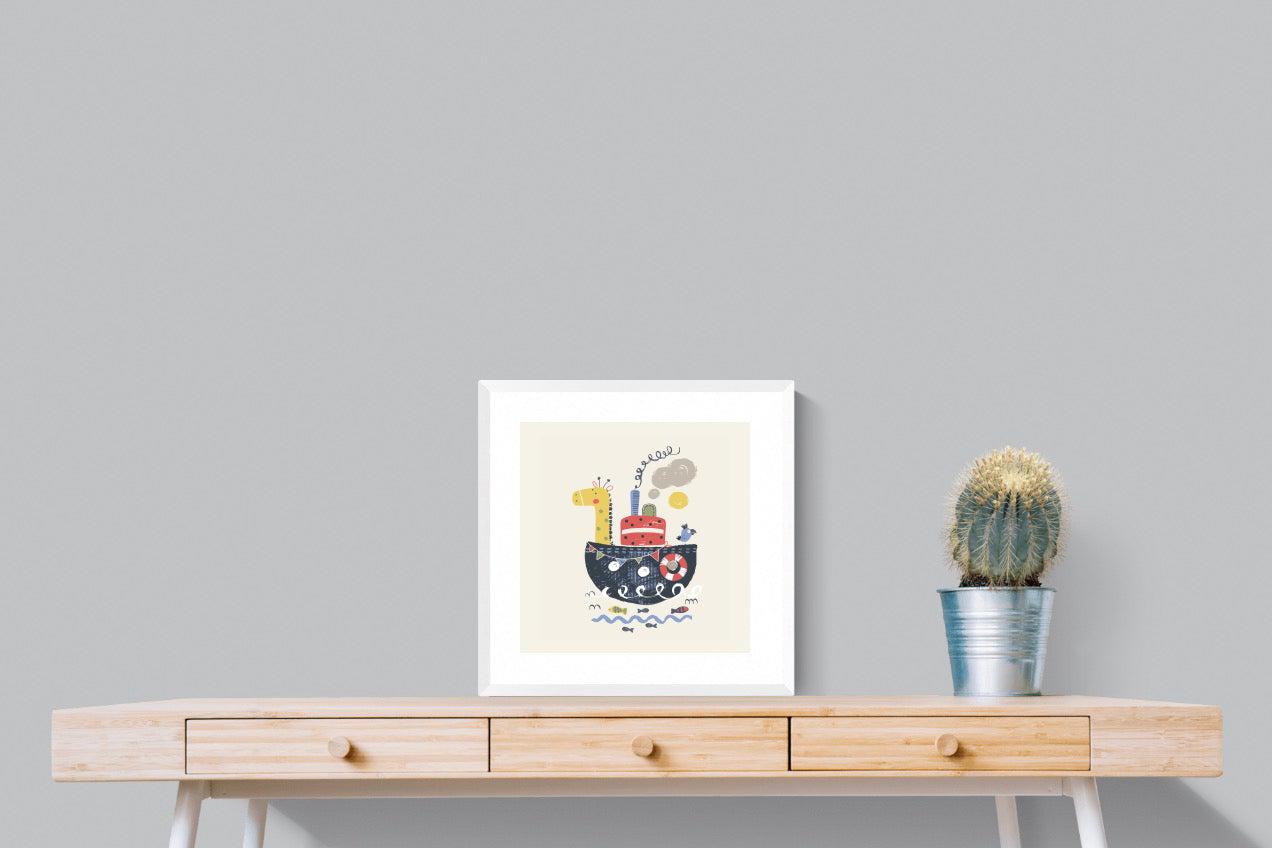 Giraffe Arc-Wall_Art-50 x 50cm-Framed Print-White-Pixalot