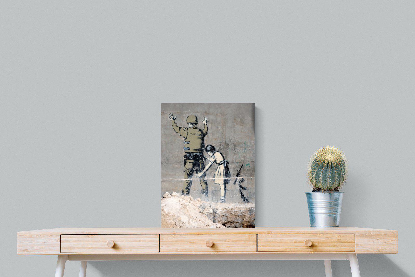 Girl Frisking Soldier-Wall_Art-45 x 60cm-Mounted Canvas-No Frame-Pixalot